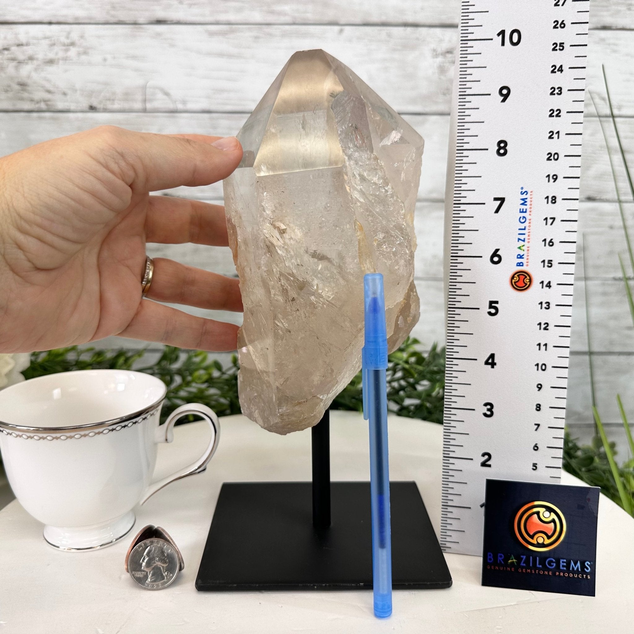 Smoky Quartz Crystal Point on a Metal Stand, 9.8" Tall Model #3122SQ-009 by Brazil Gems - Brazil GemsBrazil GemsSmoky Quartz Crystal Point on a Metal Stand, 9.8" Tall Model #3122SQ-009 by Brazil GemsCrystal Points3122SQ-009