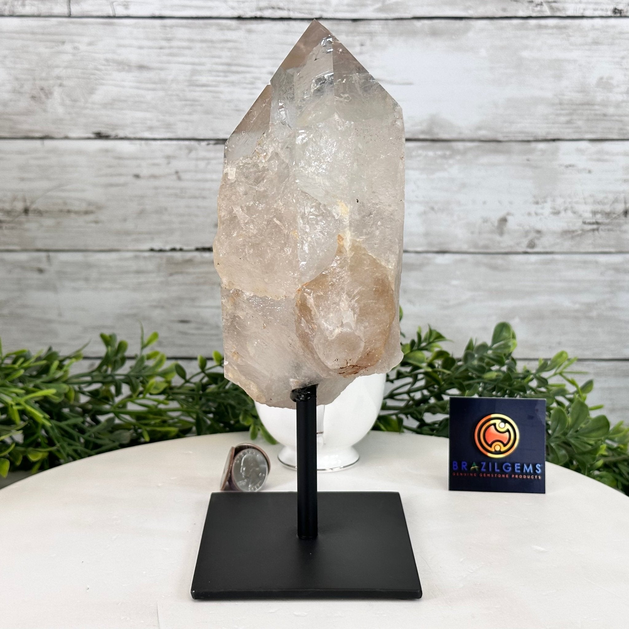 Smoky Quartz Crystal Point on a Metal Stand, 9.8" Tall Model #3122SQ-009 by Brazil Gems - Brazil GemsBrazil GemsSmoky Quartz Crystal Point on a Metal Stand, 9.8" Tall Model #3122SQ-009 by Brazil GemsCrystal Points3122SQ-009