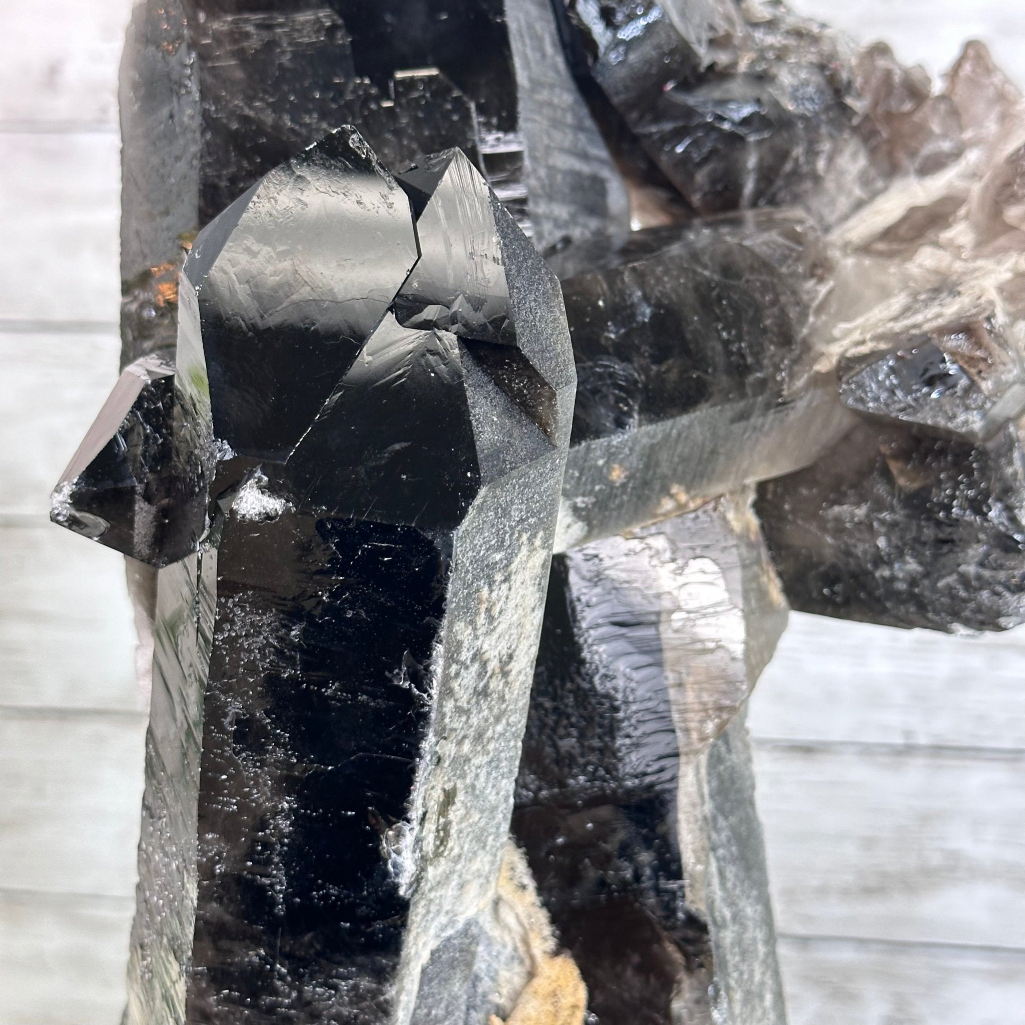 Smoky Quartz on a Rotating Stand, 26.2 lbs & 19.1" Tall #5701-0002 - Brazil GemsBrazil GemsSmoky Quartz on a Rotating Stand, 26.2 lbs & 19.1" Tall #5701-0002Clusters on Rotating Bases5701-0002