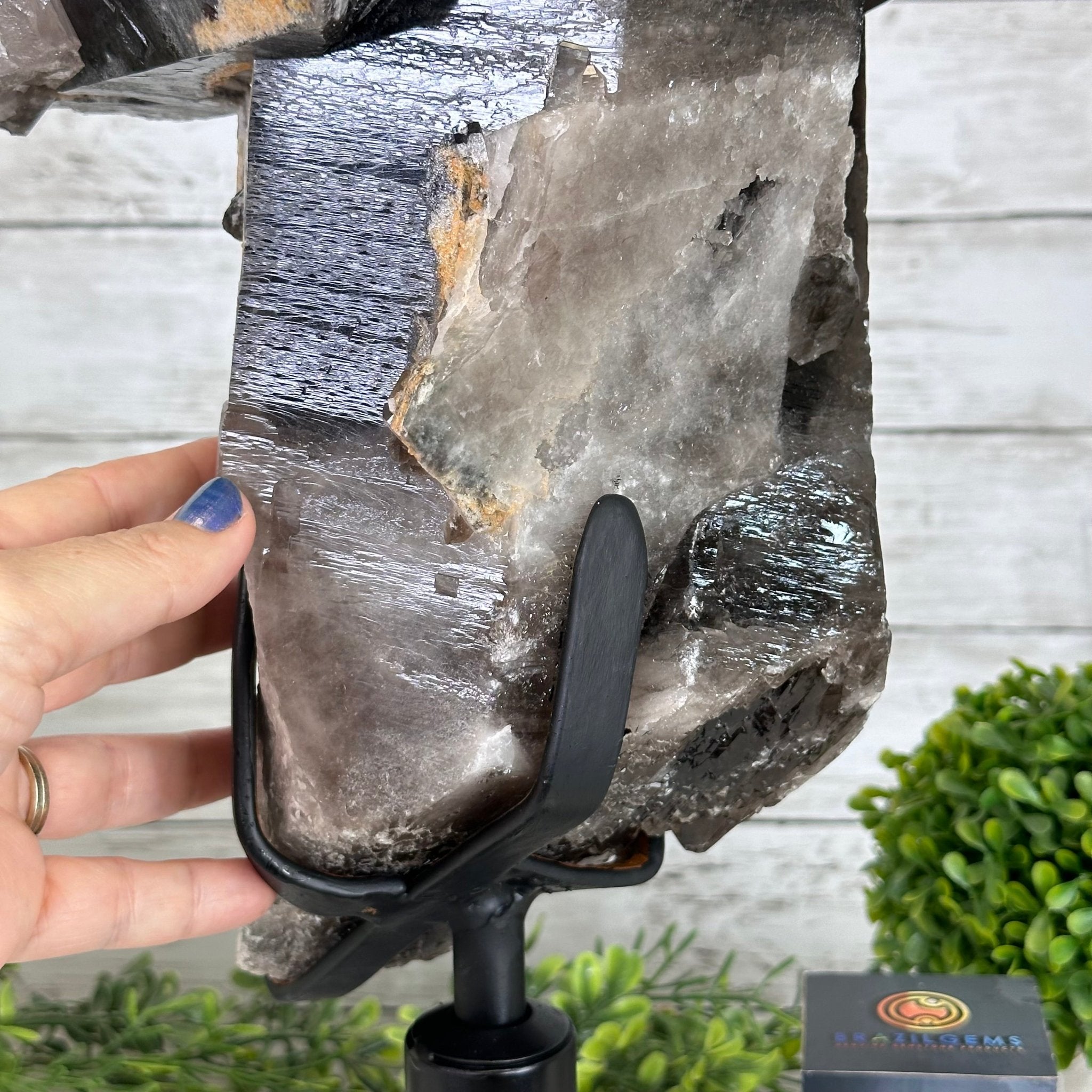 Smoky Quartz on a Rotating Stand, 26.2 lbs & 19.1" Tall #5701-0002 - Brazil GemsBrazil GemsSmoky Quartz on a Rotating Stand, 26.2 lbs & 19.1" Tall #5701-0002Clusters on Rotating Bases5701-0002