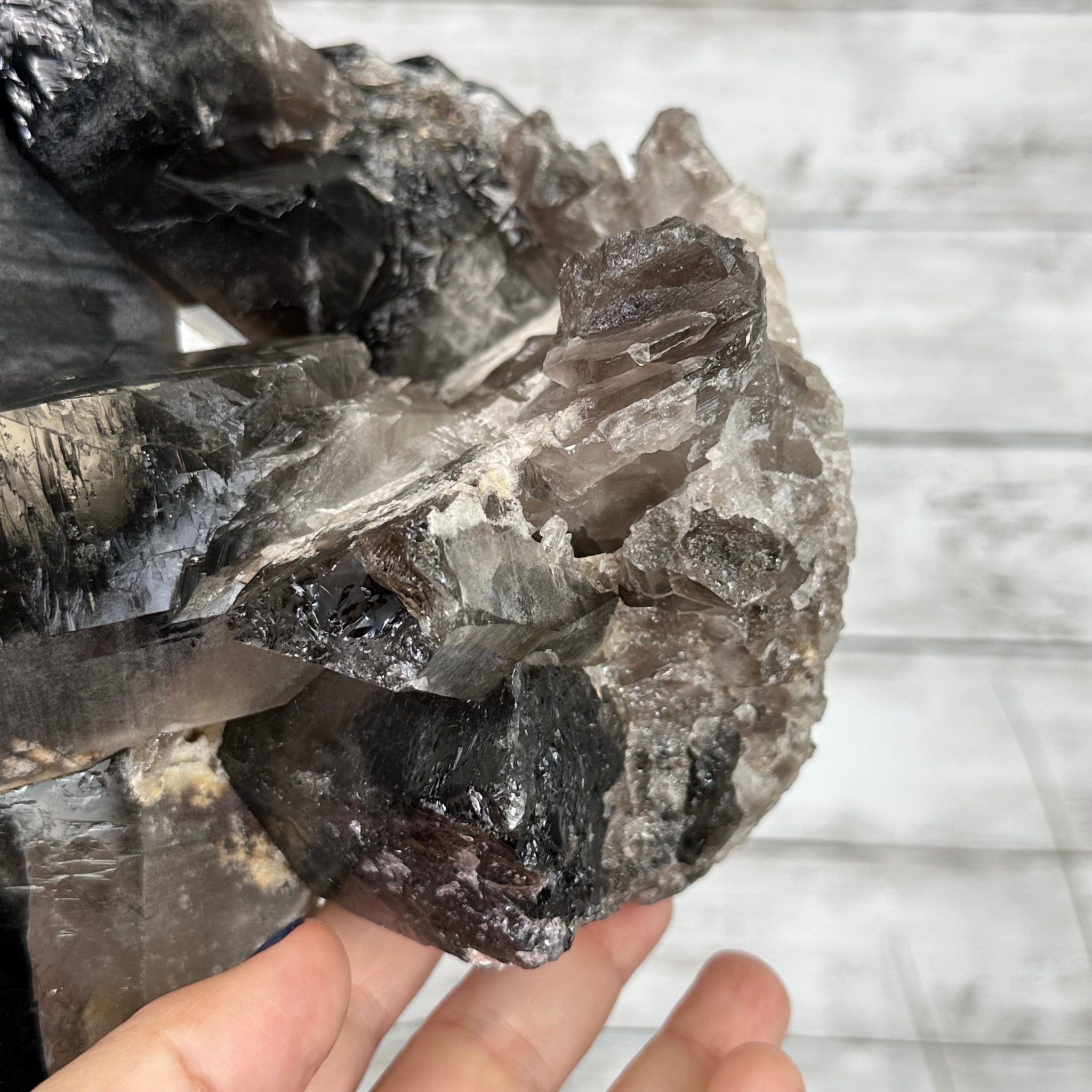 Smoky Quartz on a Rotating Stand, 26.2 lbs & 19.1" Tall #5701-0002 - Brazil GemsBrazil GemsSmoky Quartz on a Rotating Stand, 26.2 lbs & 19.1" Tall #5701-0002Clusters on Rotating Bases5701-0002