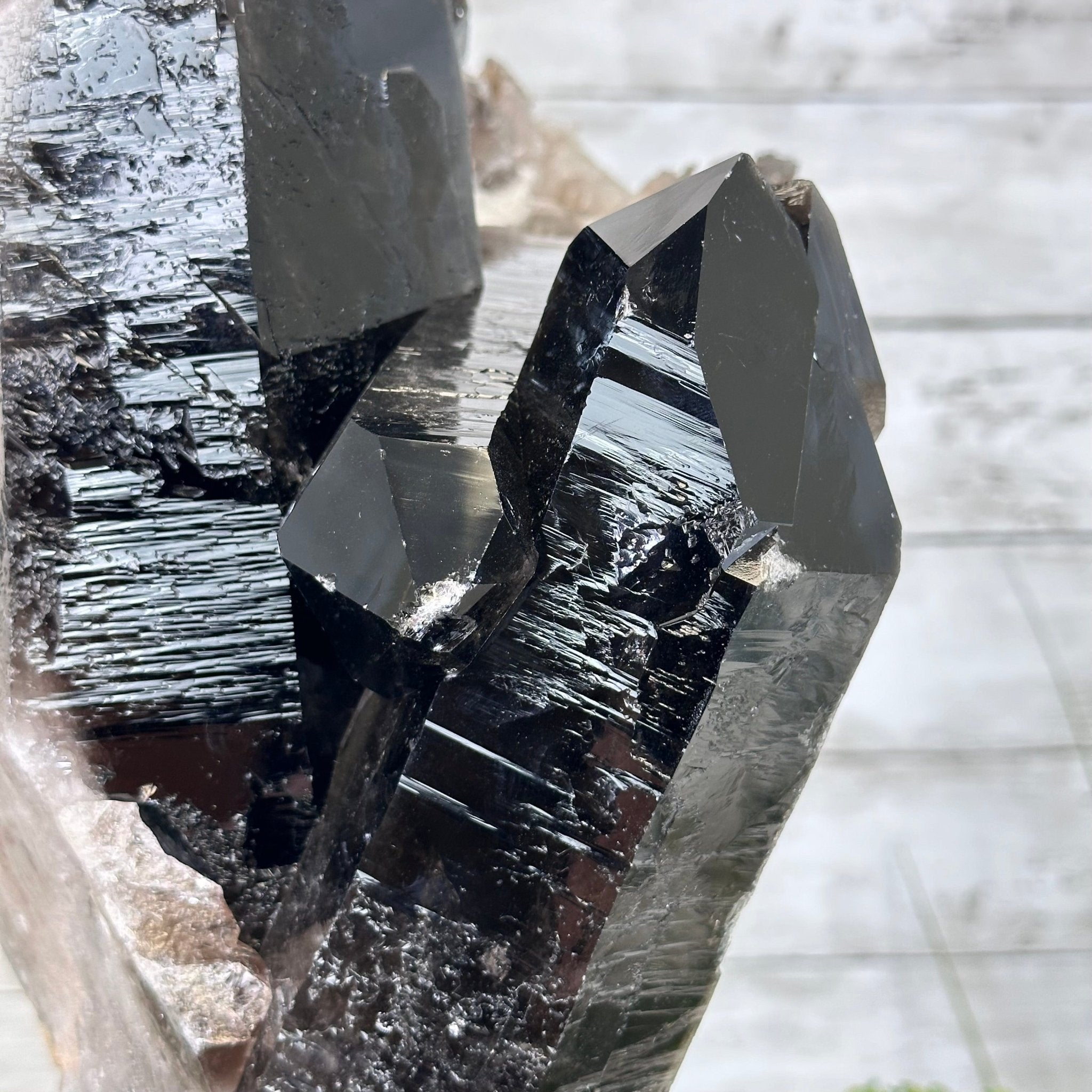 Smoky Quartz on a Rotating Stand, 26.2 lbs & 19.1" Tall #5701-0002 - Brazil GemsBrazil GemsSmoky Quartz on a Rotating Stand, 26.2 lbs & 19.1" Tall #5701-0002Clusters on Rotating Bases5701-0002
