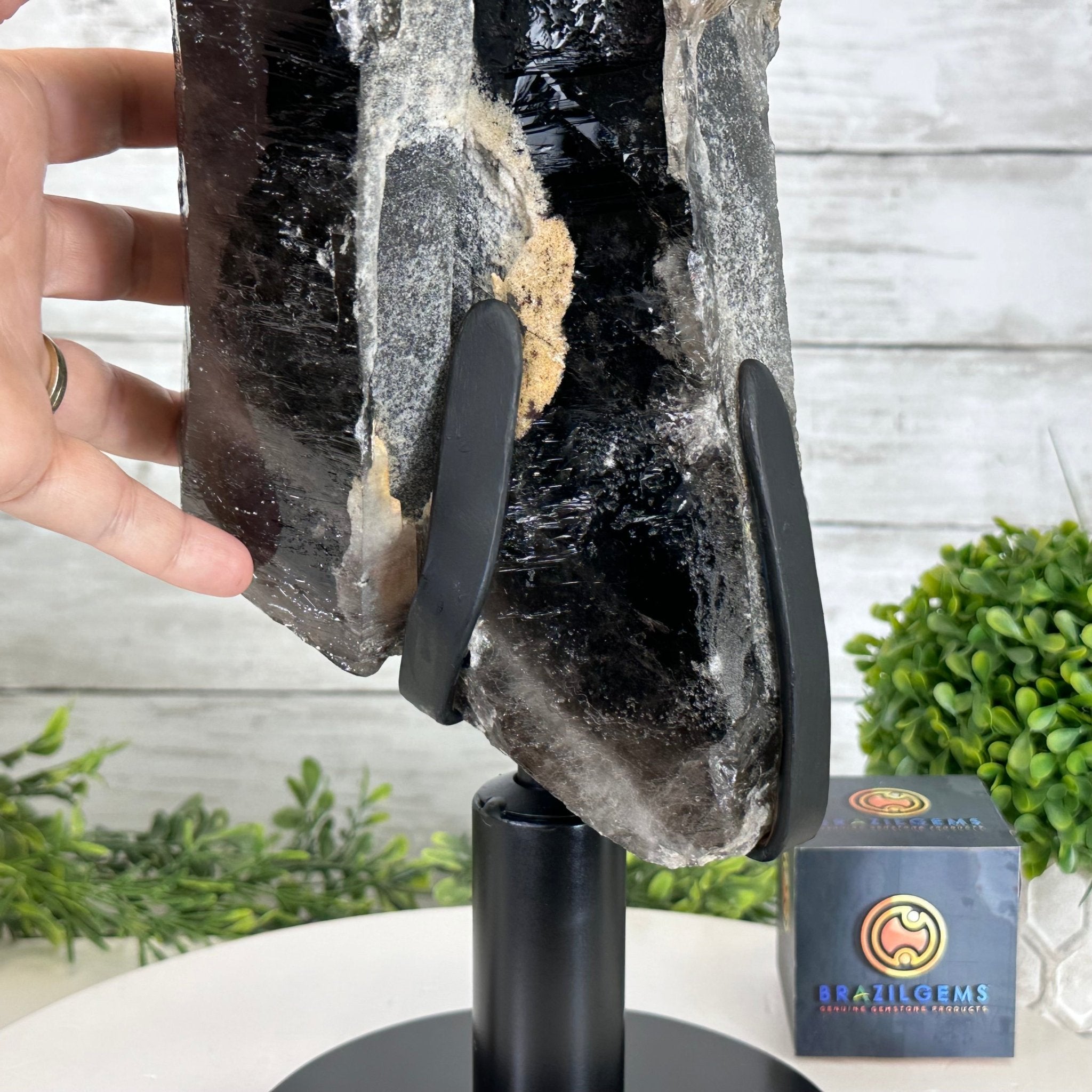 Smoky Quartz on a Rotating Stand, 26.2 lbs & 19.1" Tall #5701-0002 - Brazil GemsBrazil GemsSmoky Quartz on a Rotating Stand, 26.2 lbs & 19.1" Tall #5701-0002Clusters on Rotating Bases5701-0002