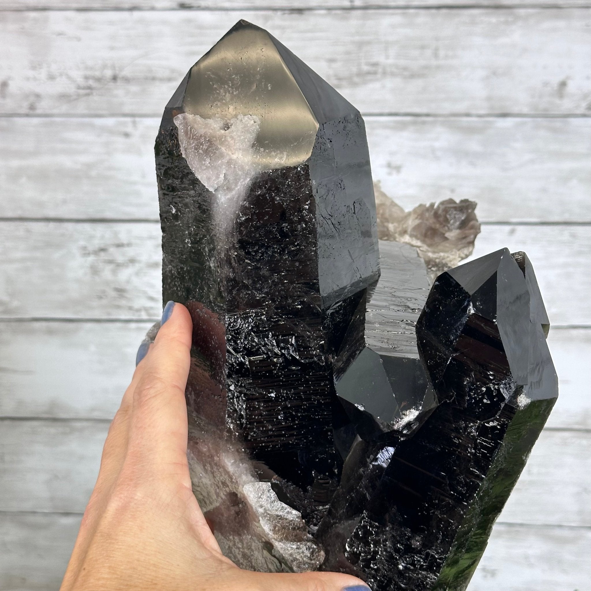 Smoky Quartz on a Rotating Stand, 26.2 lbs & 19.1" Tall #5701-0002 - Brazil GemsBrazil GemsSmoky Quartz on a Rotating Stand, 26.2 lbs & 19.1" Tall #5701-0002Clusters on Rotating Bases5701-0002