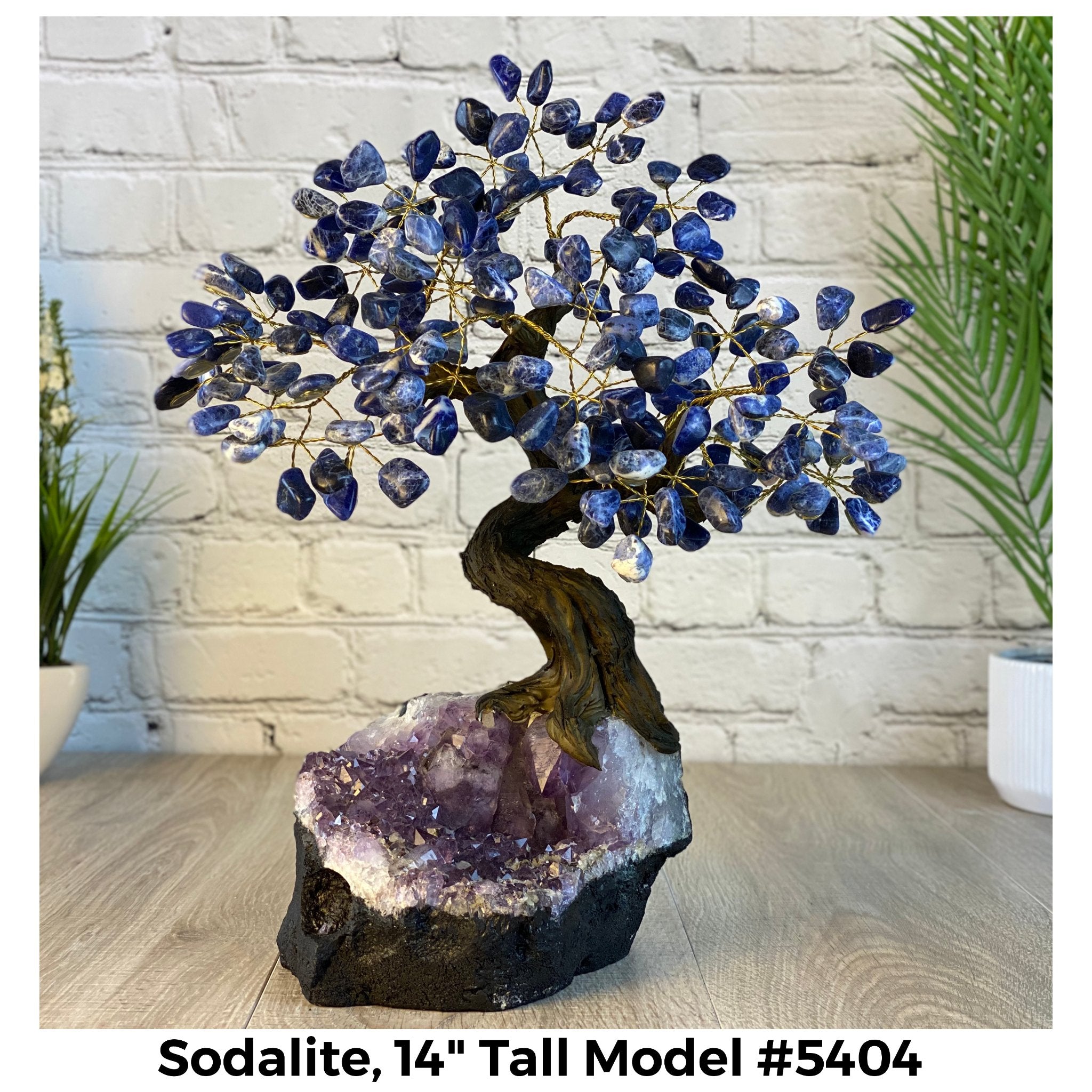 Sodalite 14" Tall Handmade Gemstone Tree on a Crystal base, 180 Gems #5404SODA - Brazil GemsBrazil GemsSodalite 14" Tall Handmade Gemstone Tree on a Crystal base, 180 Gems #5404SODAGemstone Trees5404SODA