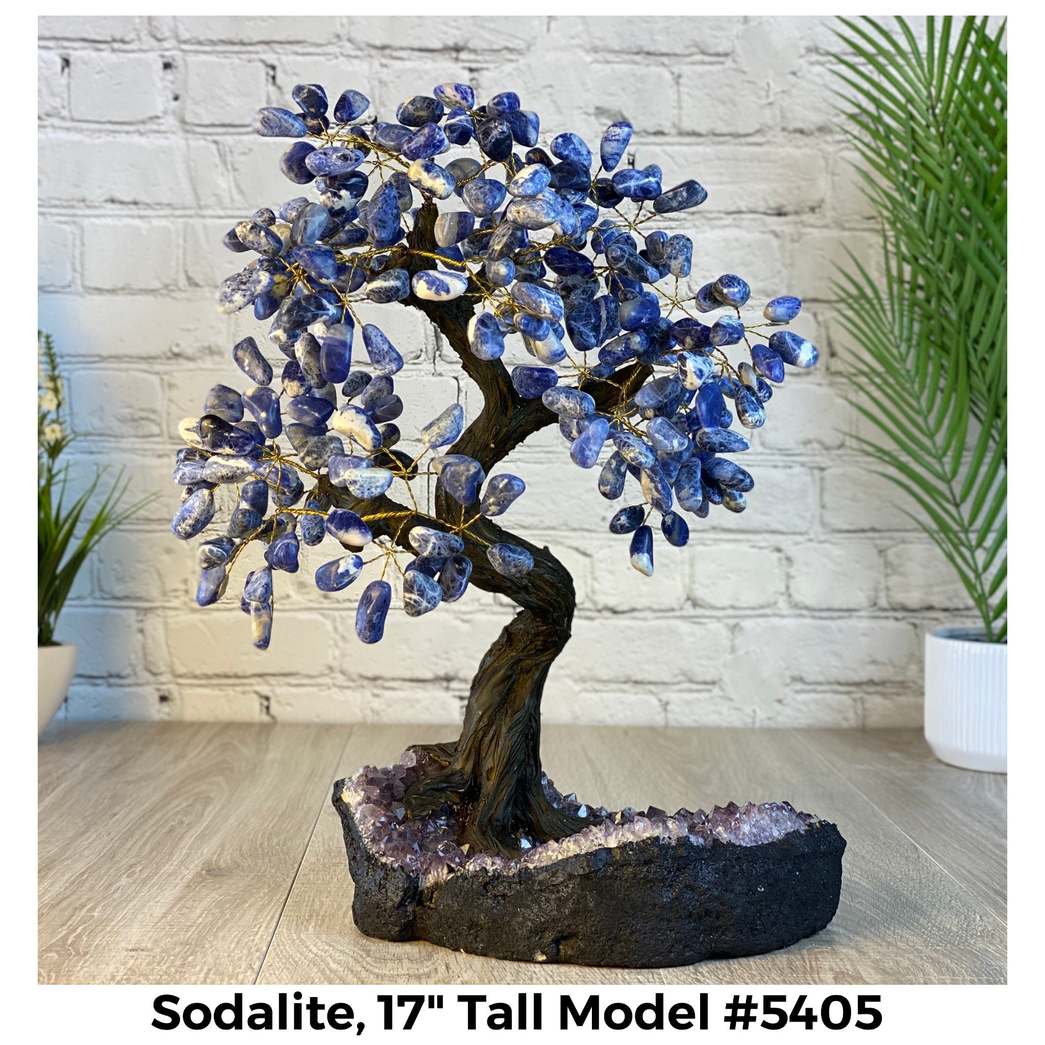 Sodalite 17" Tall Handmade Gemstone Tree on a Crystal base, 240 Gems #5405SODA - Brazil GemsBrazil GemsSodalite 17" Tall Handmade Gemstone Tree on a Crystal base, 240 Gems #5405SODAGemstone Trees5405SODA