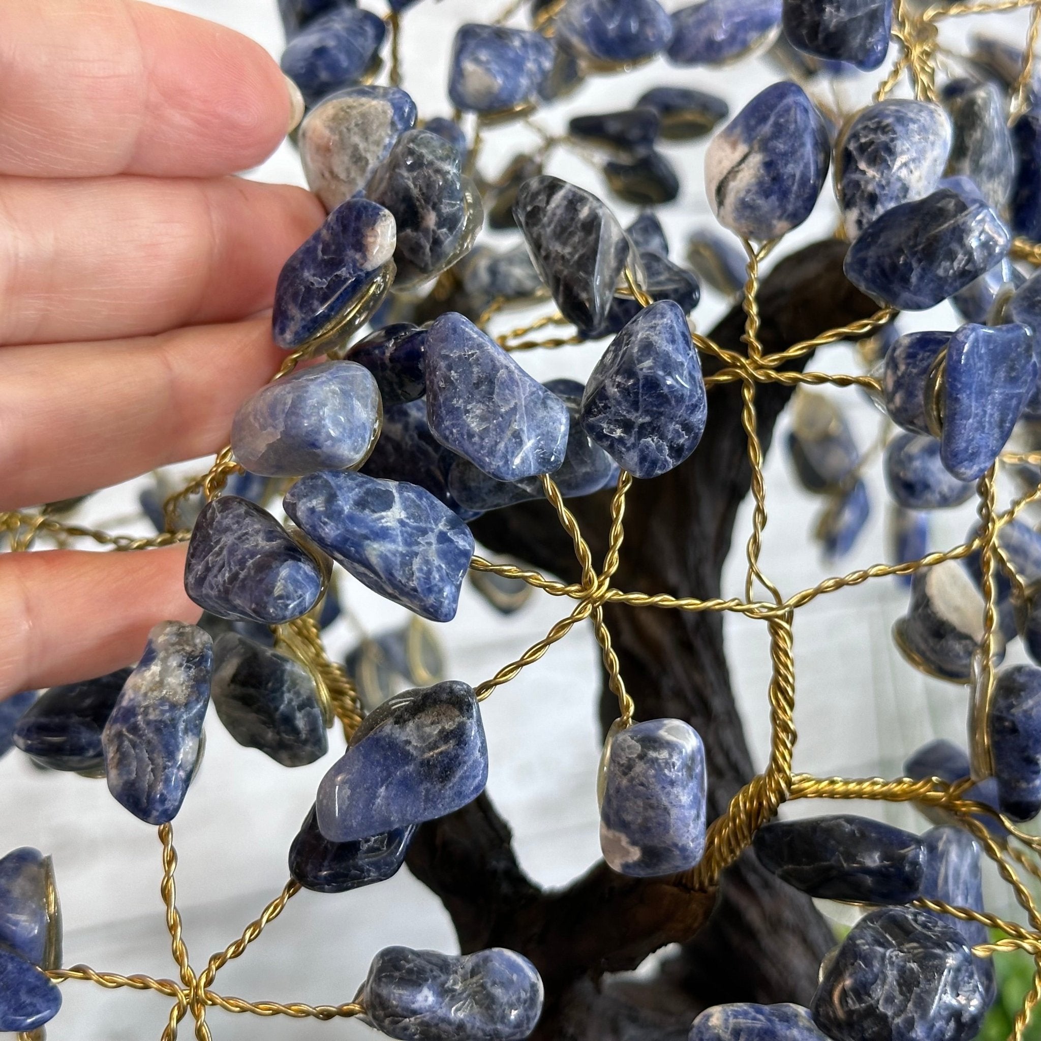 Sodalite 17" Tall Handmade Gemstone Tree on a Crystal base, 240 Gems #5405SODA - Brazil GemsBrazil GemsSodalite 17" Tall Handmade Gemstone Tree on a Crystal base, 240 Gems #5405SODAGemstone Trees5405SODA