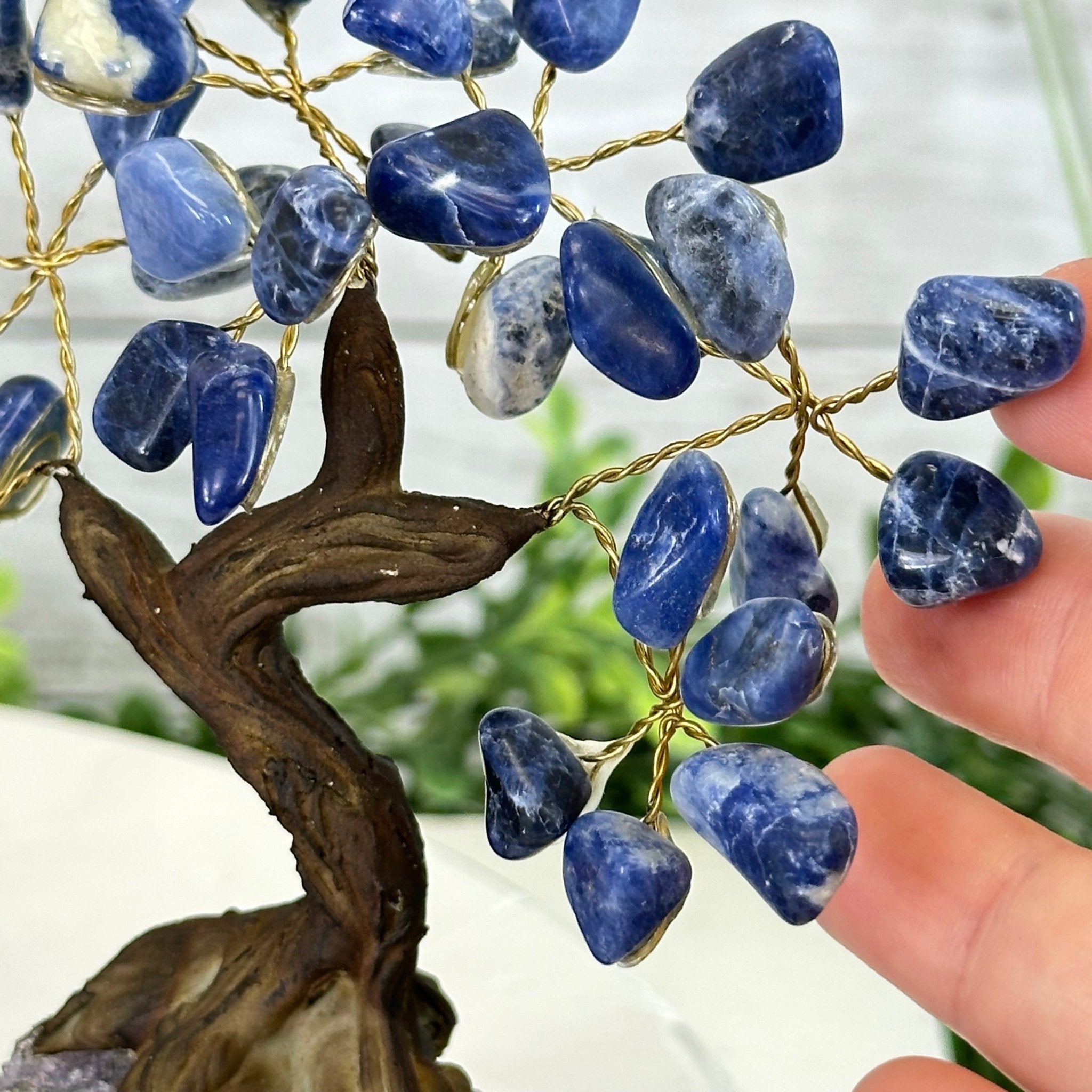 Sodalite 5" Tall Handmade Gemstone Tree on a Crystal base, 35 Gems #5401SODA - Brazil GemsBrazil GemsSodalite 5" Tall Handmade Gemstone Tree on a Crystal base, 35 Gems #5401SODAGemstone Trees5401SODA