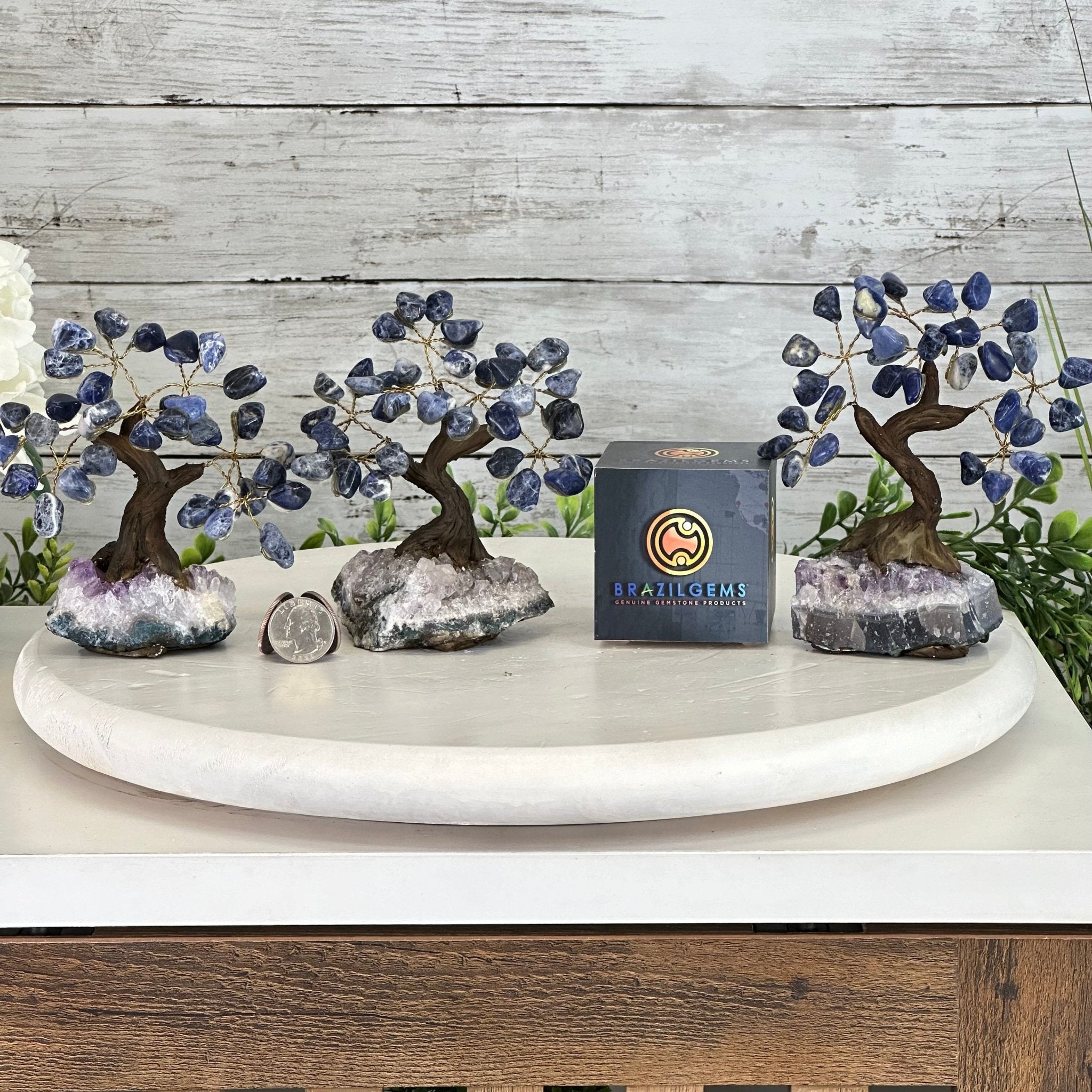 Sodalite 5" Tall Handmade Gemstone Tree on a Crystal base, 35 Gems #5401SODA - Brazil GemsBrazil GemsSodalite 5" Tall Handmade Gemstone Tree on a Crystal base, 35 Gems #5401SODAGemstone Trees5401SODA
