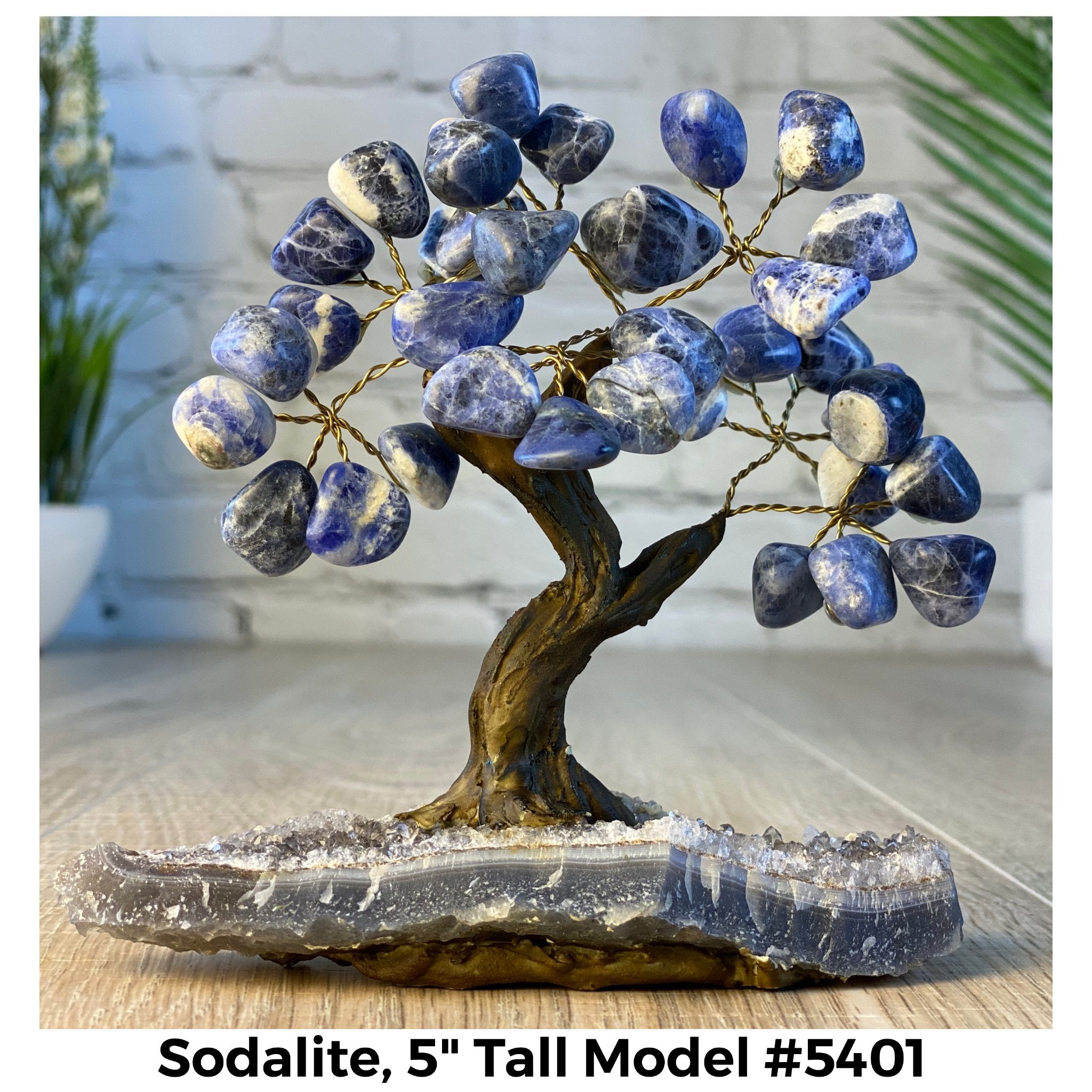 Sodalite 5" Tall Handmade Gemstone Tree on a Crystal base, 35 Gems #5401SODA - Brazil GemsBrazil GemsSodalite 5" Tall Handmade Gemstone Tree on a Crystal base, 35 Gems #5401SODAGemstone Trees5401SODA