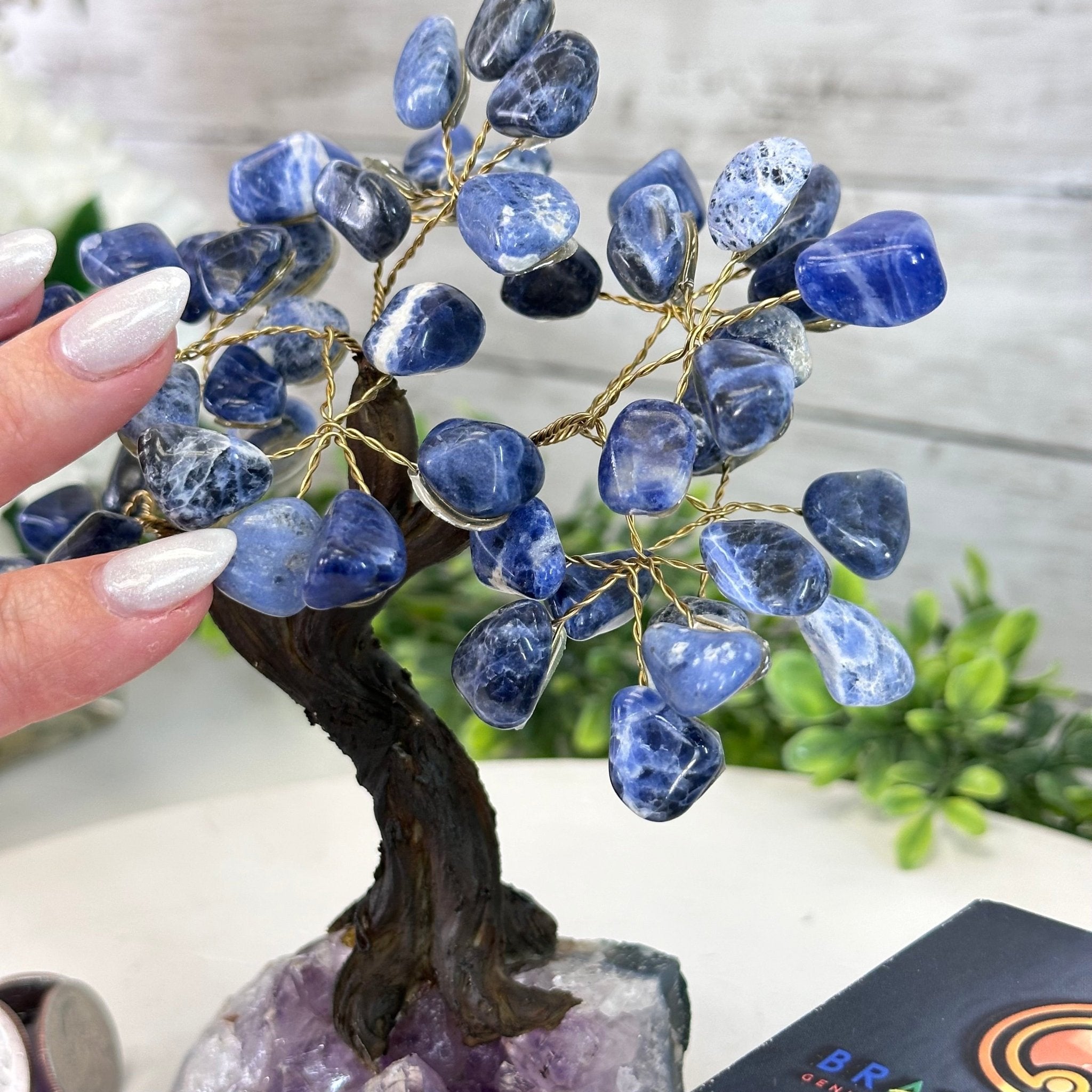 Sodalite 7" Tall Handmade Gemstone Tree on a Crystal base, 60 Gems #5402SODA - Brazil GemsBrazil GemsSodalite 7" Tall Handmade Gemstone Tree on a Crystal base, 60 Gems #5402SODAGemstone Trees5402SODA