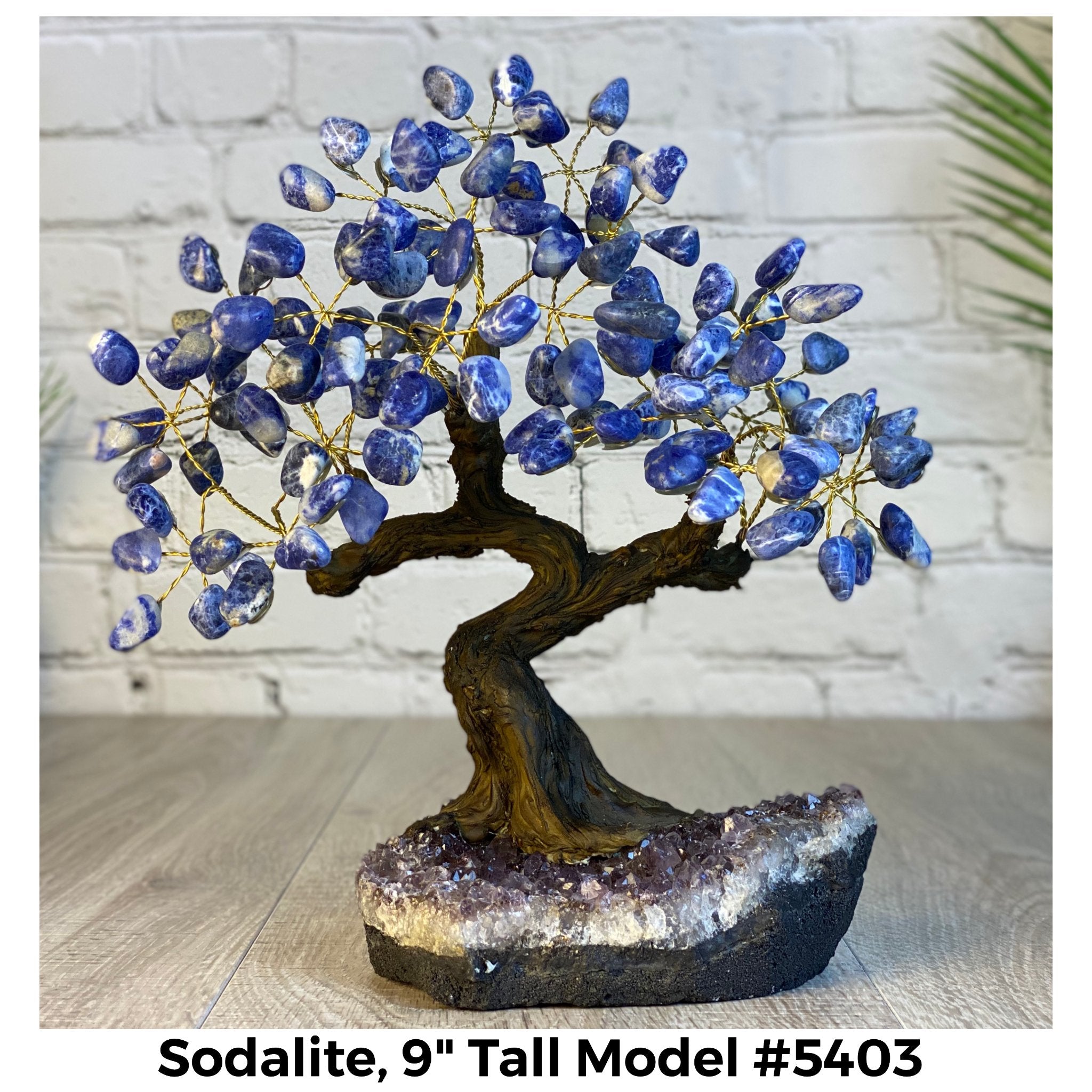 Sodalite 9" Tall Handmade Gemstone Tree on a Crystal base, 120 Gems #5403SODA - Brazil GemsBrazil GemsSodalite 9" Tall Handmade Gemstone Tree on a Crystal base, 120 Gems #5403SODAGemstone Trees5403SODA