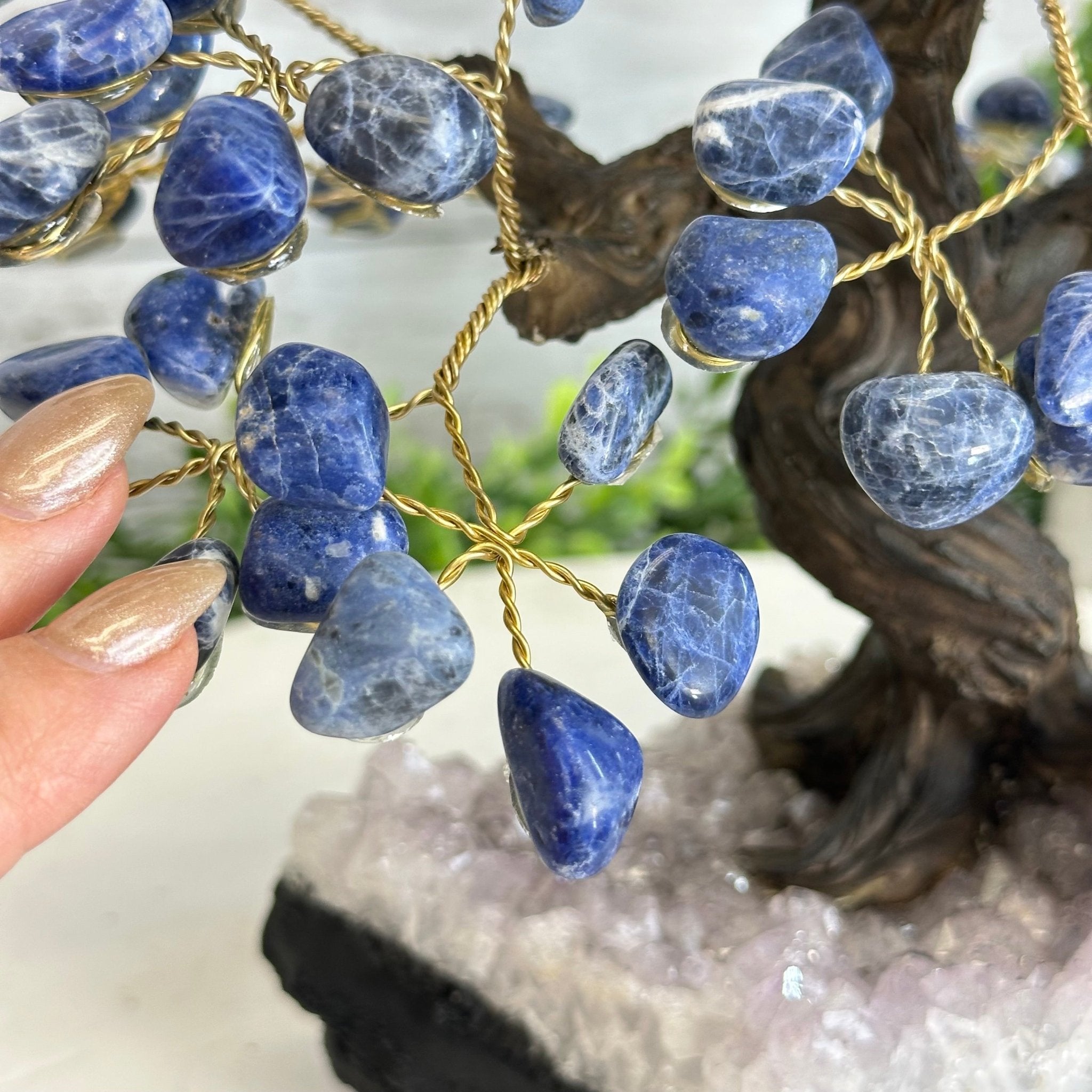 Sodalite 9" Tall Handmade Gemstone Tree on a Crystal base, 120 Gems #5403SODA - Brazil GemsBrazil GemsSodalite 9" Tall Handmade Gemstone Tree on a Crystal base, 120 Gems #5403SODAGemstone Trees5403SODA