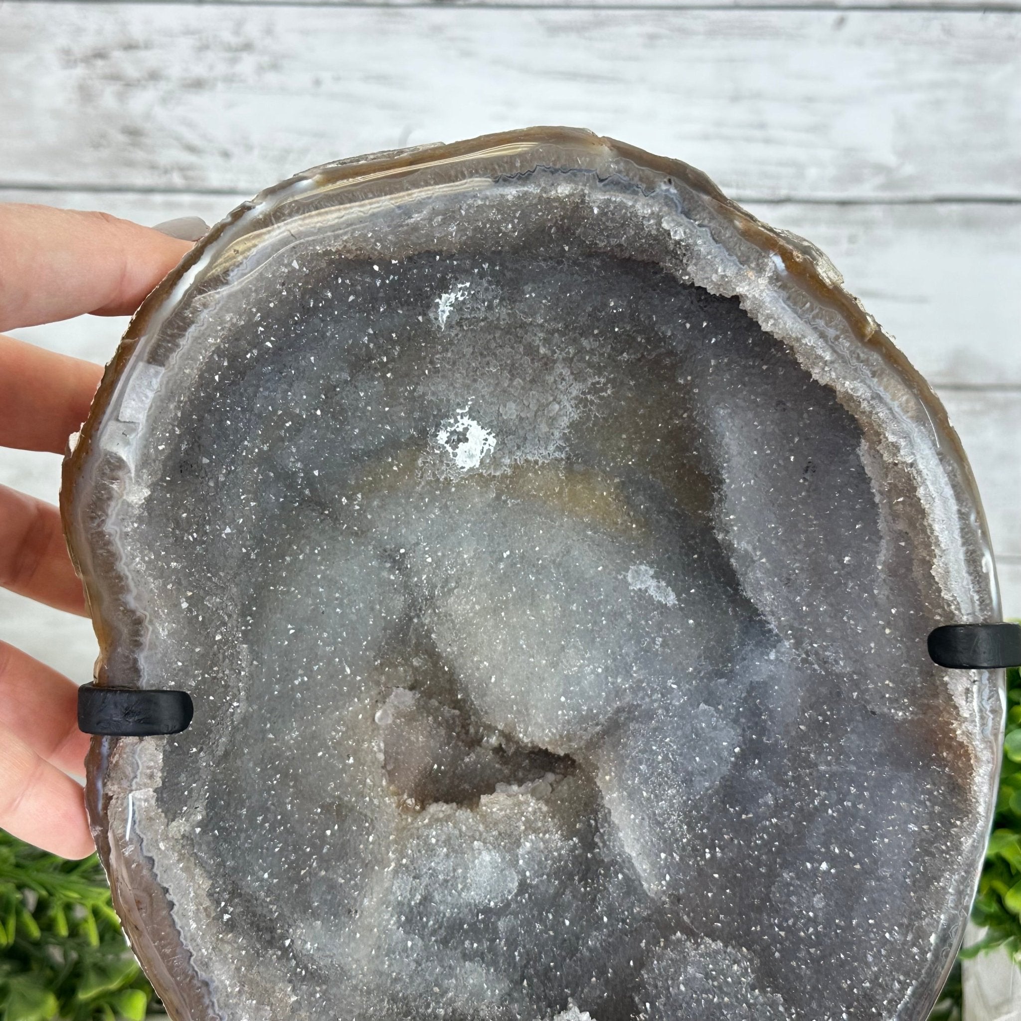 Special Agate "Bowl" on a Metal Base, 6.4 lbs & 11.5" Tall #5500NA-001 - Brazil GemsBrazil GemsSpecial Agate "Bowl" on a Metal Base, 6.4 lbs & 11.5" Tall #5500NA-001Clusters on Fixed Bases5500NA-001