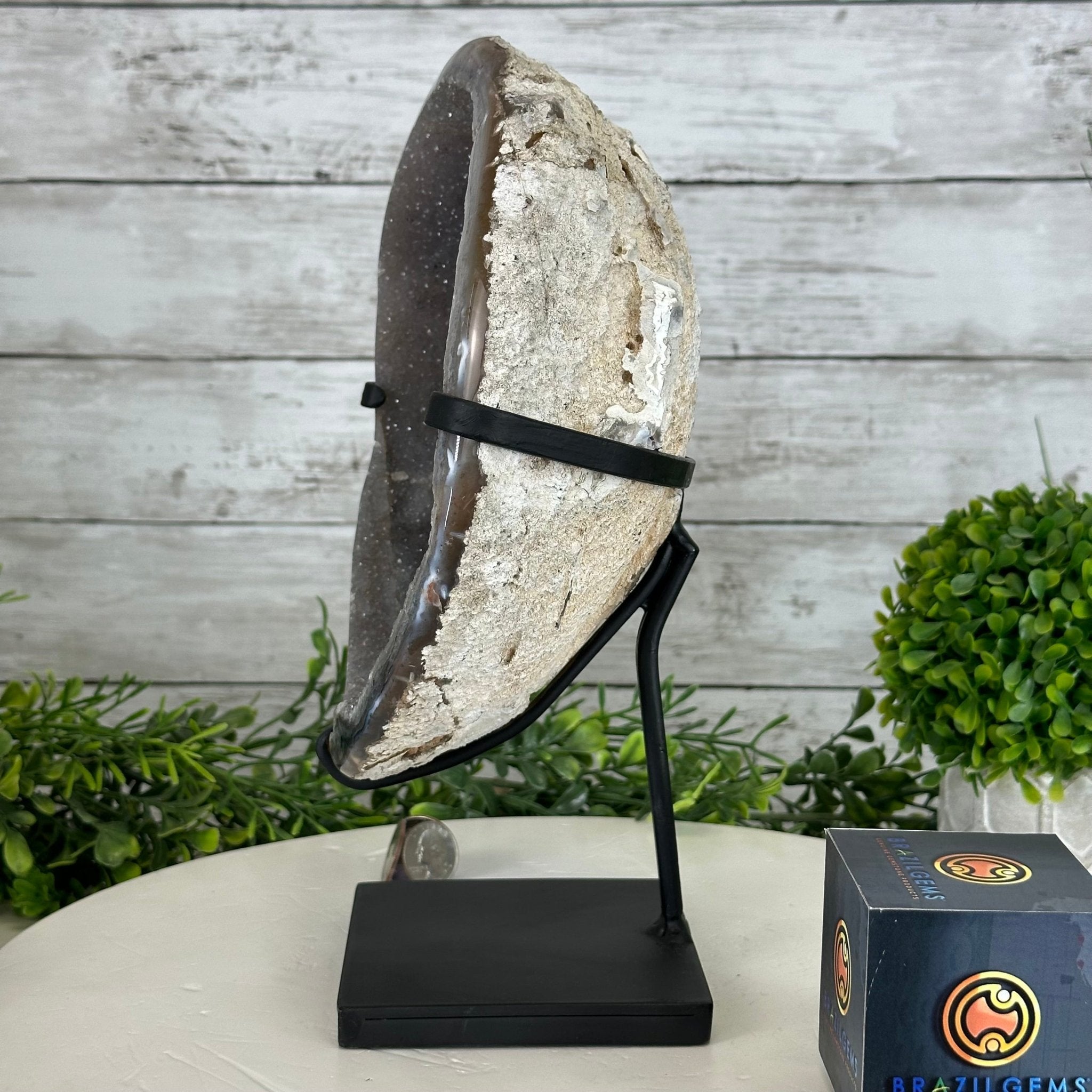 Special Agate "Bowl" on a Metal Base, 6.4 lbs & 11.5" Tall #5500NA-001 - Brazil GemsBrazil GemsSpecial Agate "Bowl" on a Metal Base, 6.4 lbs & 11.5" Tall #5500NA-001Clusters on Fixed Bases5500NA-001