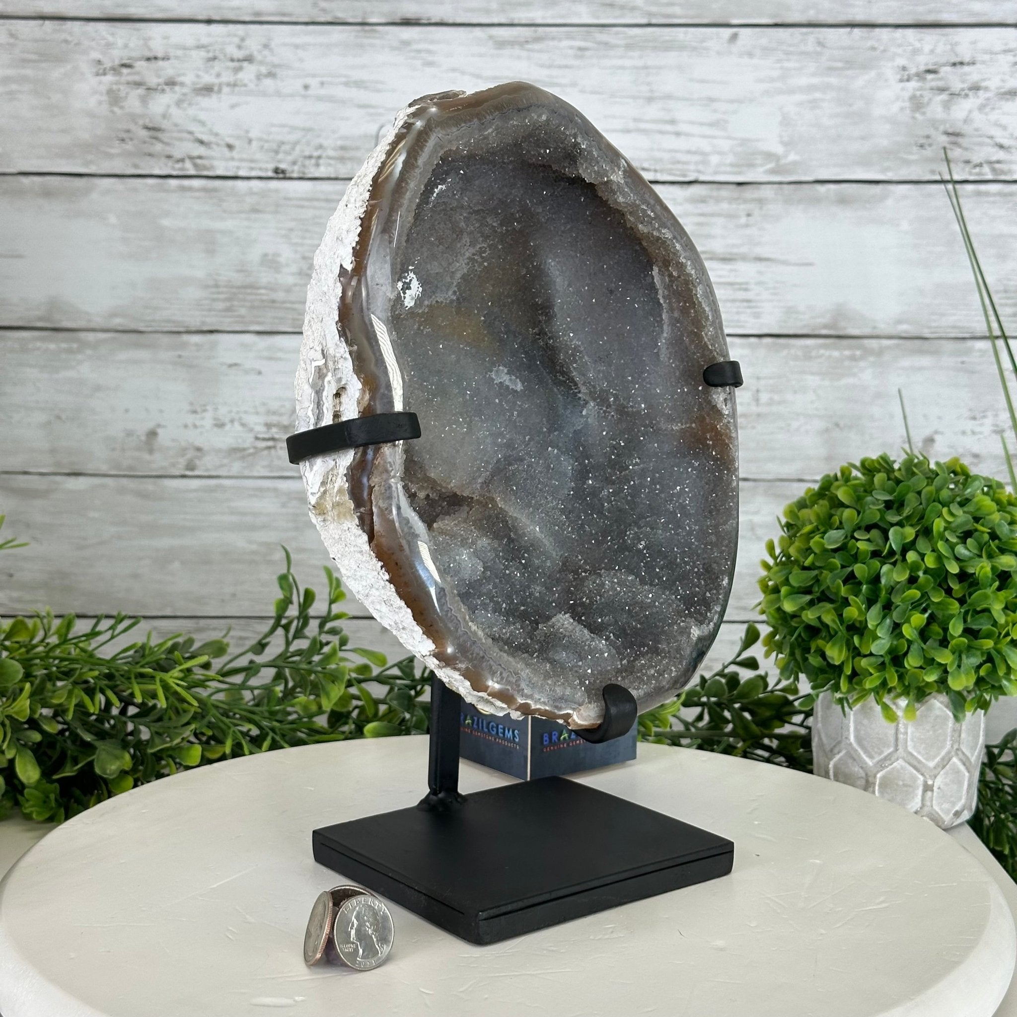 Special Agate "Bowl" on a Metal Base, 6.4 lbs & 11.5" Tall #5500NA-001 - Brazil GemsBrazil GemsSpecial Agate "Bowl" on a Metal Base, 6.4 lbs & 11.5" Tall #5500NA-001Clusters on Fixed Bases5500NA-001