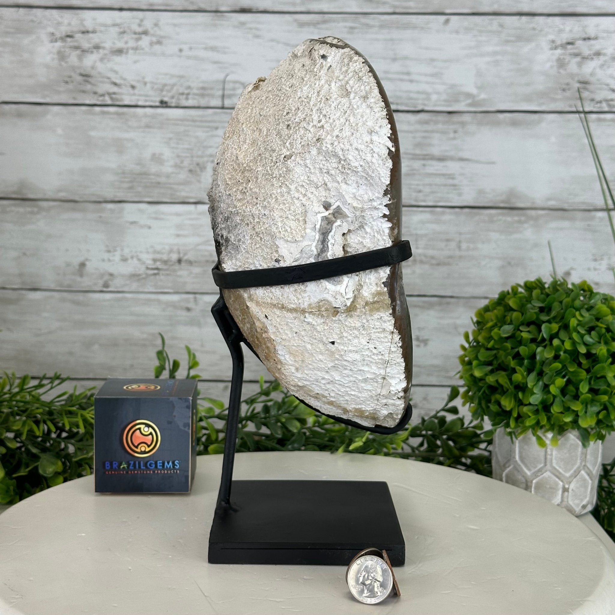 Special Agate "Bowl" on a Metal Base, 6.4 lbs & 11.5" Tall #5500NA-001 - Brazil GemsBrazil GemsSpecial Agate "Bowl" on a Metal Base, 6.4 lbs & 11.5" Tall #5500NA-001Clusters on Fixed Bases5500NA-001