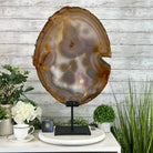 Special Large Natural Brazilian Agate Slice on a Metal Stand, 28.5" Tall #5056-0044 - Brazil GemsBrazil GemsSpecial Large Natural Brazilian Agate Slice on a Metal Stand, 28.5" Tall #5056-0044Slices on Fixed Bases5056-0044