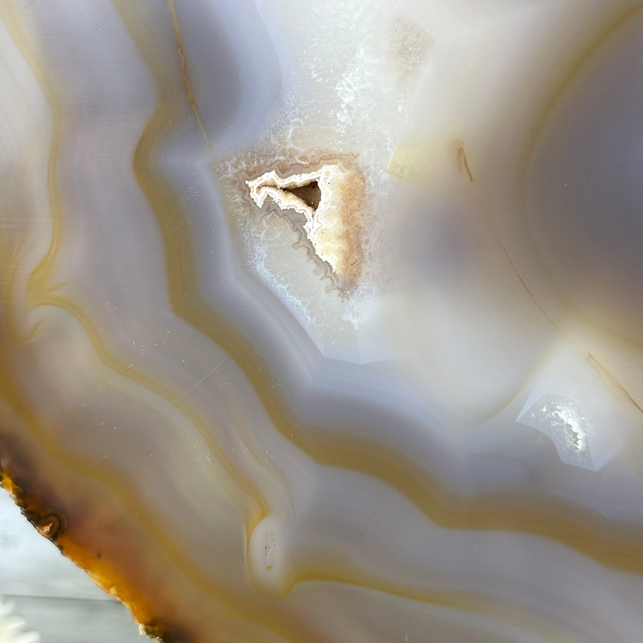 Special Large Natural Brazilian Agate Slice on a Metal Stand, 28.5" Tall #5056-0044 - Brazil GemsBrazil GemsSpecial Large Natural Brazilian Agate Slice on a Metal Stand, 28.5" Tall #5056-0044Slices on Fixed Bases5056-0044