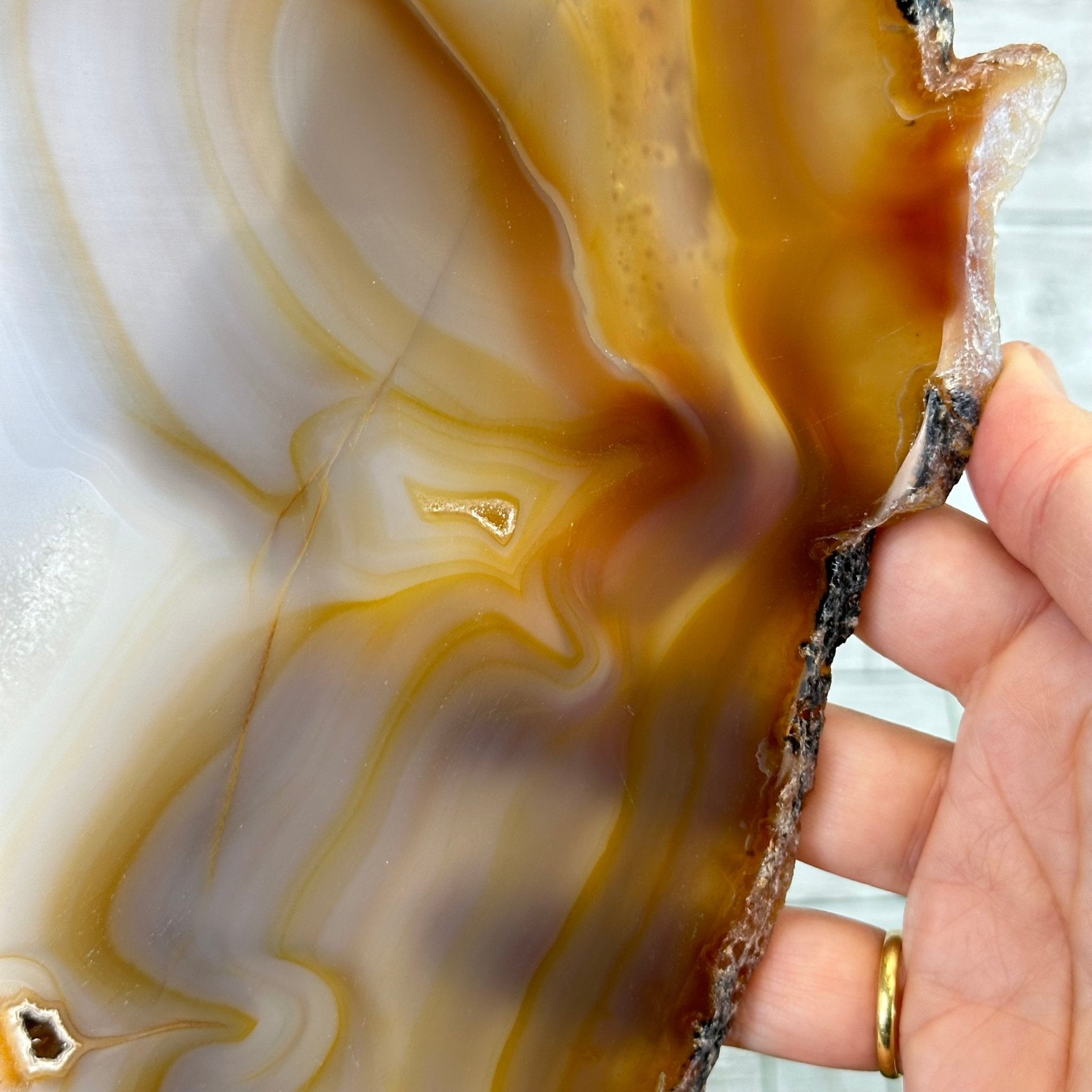 Special Large Natural Brazilian Agate Slice on a Metal Stand, 28.5" Tall #5056-0044 - Brazil GemsBrazil GemsSpecial Large Natural Brazilian Agate Slice on a Metal Stand, 28.5" Tall #5056-0044Slices on Fixed Bases5056-0044