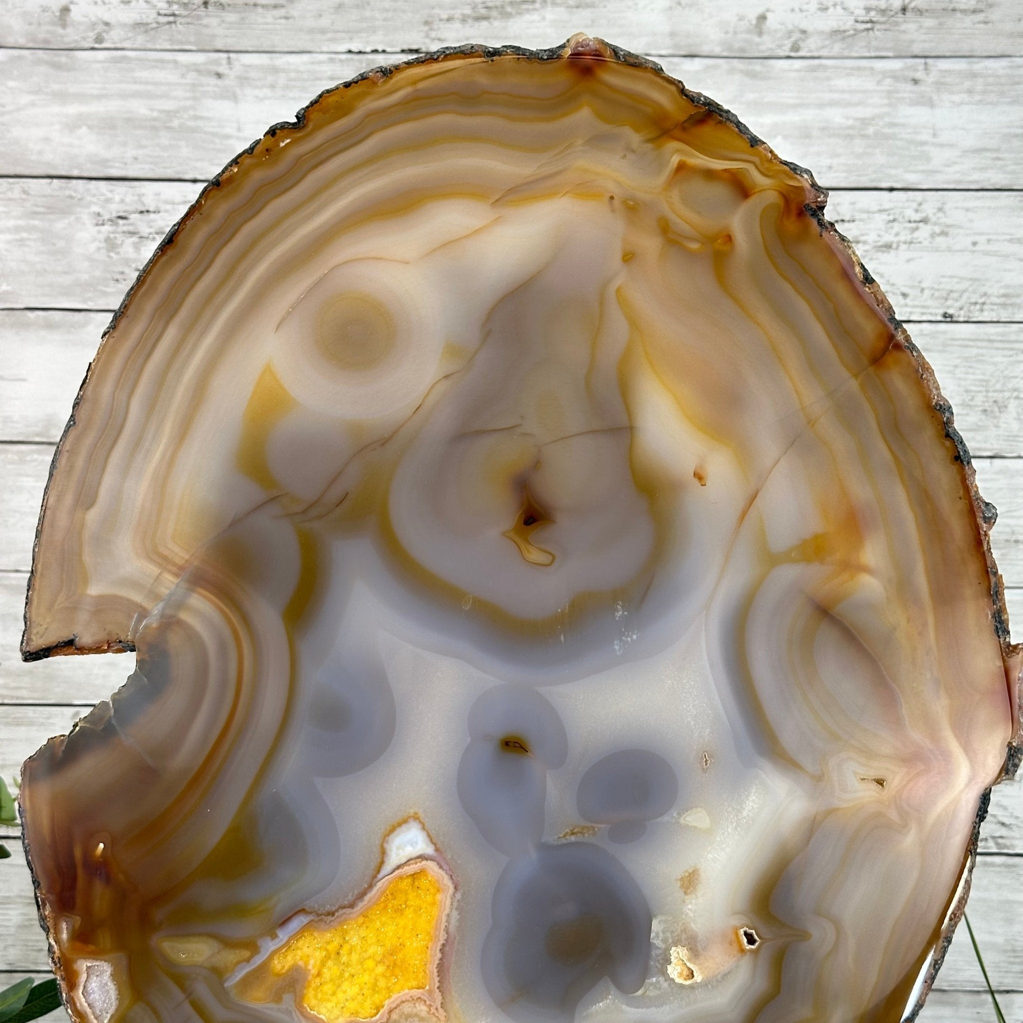 Special Large Natural Brazilian Agate Slice on a Metal Stand, 28.5" Tall #5056-0044 - Brazil GemsBrazil GemsSpecial Large Natural Brazilian Agate Slice on a Metal Stand, 28.5" Tall #5056-0044Slices on Fixed Bases5056-0044