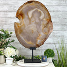 Special Large Natural Brazilian Agate Slice on a Metal Stand, 29.1" Tall #5056-0043 - Brazil GemsBrazil GemsSpecial Large Natural Brazilian Agate Slice on a Metal Stand, 29.1" Tall #5056-0043Slices on Fixed Bases5056-0043