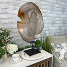 Special Large Natural Brazilian Agate Slice on a Metal Stand, 29.1" Tall #5056-0043 - Brazil GemsBrazil GemsSpecial Large Natural Brazilian Agate Slice on a Metal Stand, 29.1" Tall #5056-0043Slices on Fixed Bases5056-0043