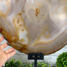 Special Large Natural Brazilian Agate Slice on a Metal Stand, 29.1" Tall #5056-0043 - Brazil GemsBrazil GemsSpecial Large Natural Brazilian Agate Slice on a Metal Stand, 29.1" Tall #5056-0043Slices on Fixed Bases5056-0043