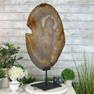Special Large Natural Brazilian Agate Slice on a Metal Stand, 29.1" Tall #5056-0043 - Brazil GemsBrazil GemsSpecial Large Natural Brazilian Agate Slice on a Metal Stand, 29.1" Tall #5056-0043Slices on Fixed Bases5056-0043