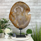 Special Large Natural Brazilian Agate Slice on a Metal Stand, 29.1" Tall #5056-0043 - Brazil GemsBrazil GemsSpecial Large Natural Brazilian Agate Slice on a Metal Stand, 29.1" Tall #5056-0043Slices on Fixed Bases5056-0043