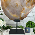 Special Large Natural Brazilian Agate Slice on a Metal Stand, 29.1" Tall #5056-0043 - Brazil GemsBrazil GemsSpecial Large Natural Brazilian Agate Slice on a Metal Stand, 29.1" Tall #5056-0043Slices on Fixed Bases5056-0043