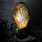Special Large Natural Brazilian Agate Slice on a Metal Stand, 29.1" Tall #5056-0043 - Brazil GemsBrazil GemsSpecial Large Natural Brazilian Agate Slice on a Metal Stand, 29.1" Tall #5056-0043Slices on Fixed Bases5056-0043