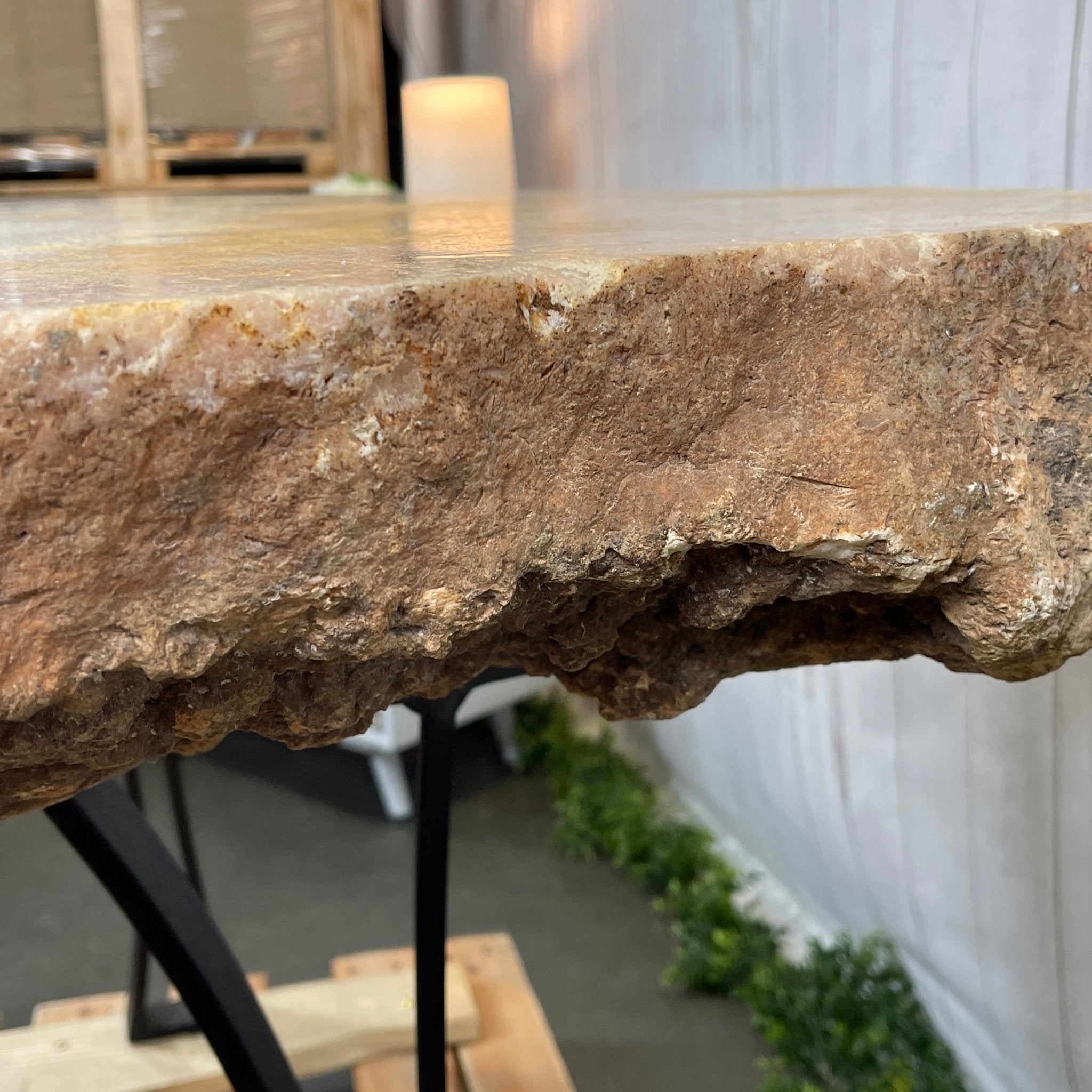 Special Pink Amethyst Dining/Conference Room Table Super Quality, 992.3 lbs & 58.8" long #1380-0001 - Brazil GemsBrazil GemsSpecial Pink Amethyst Dining/Conference Room Table Super Quality, 992.3 lbs & 58.8" long #1380-0001Tables: Dining1380-0001