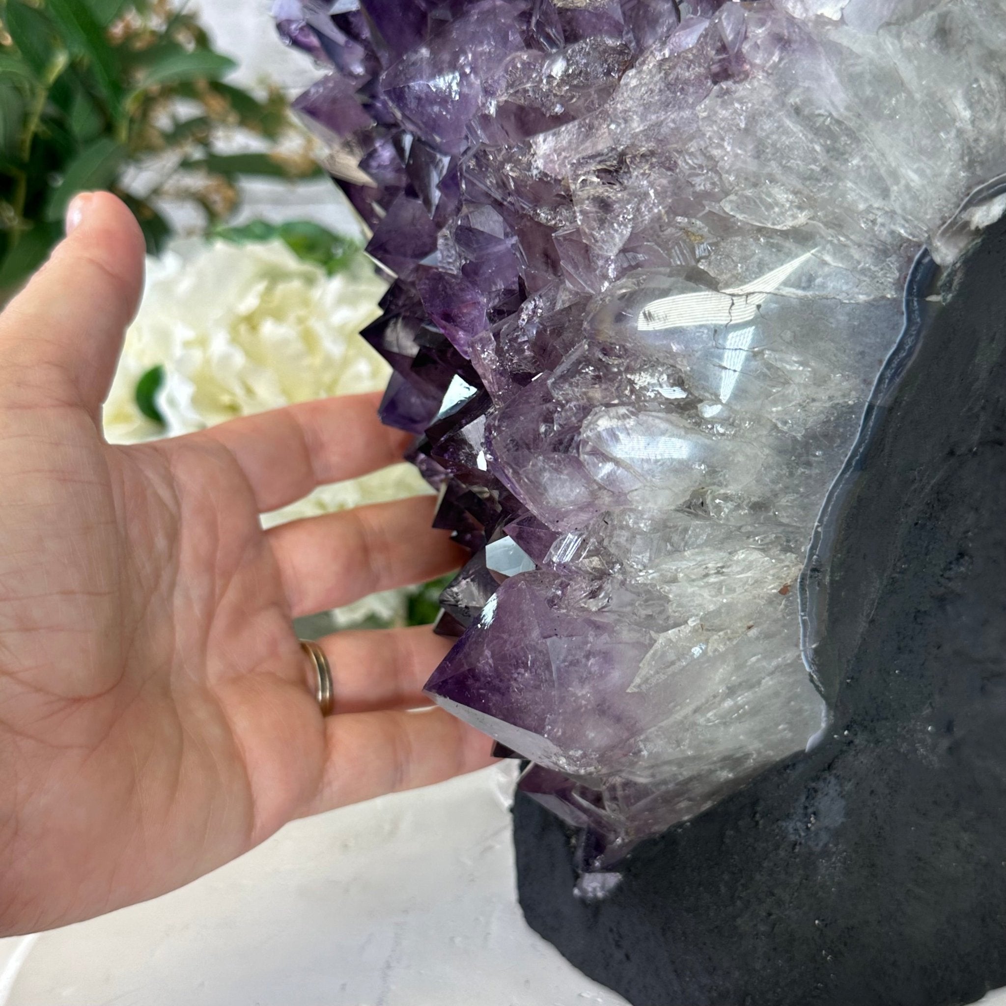 Standard Plus Quality Amethyst Crystal on Cement Base, 23 lbs and 12" Tall #5614-0091 - Brazil GemsBrazil GemsStandard Plus Quality Amethyst Crystal on Cement Base, 23 lbs and 12" Tall #5614-0091Clusters on Cement Bases5614-0091
