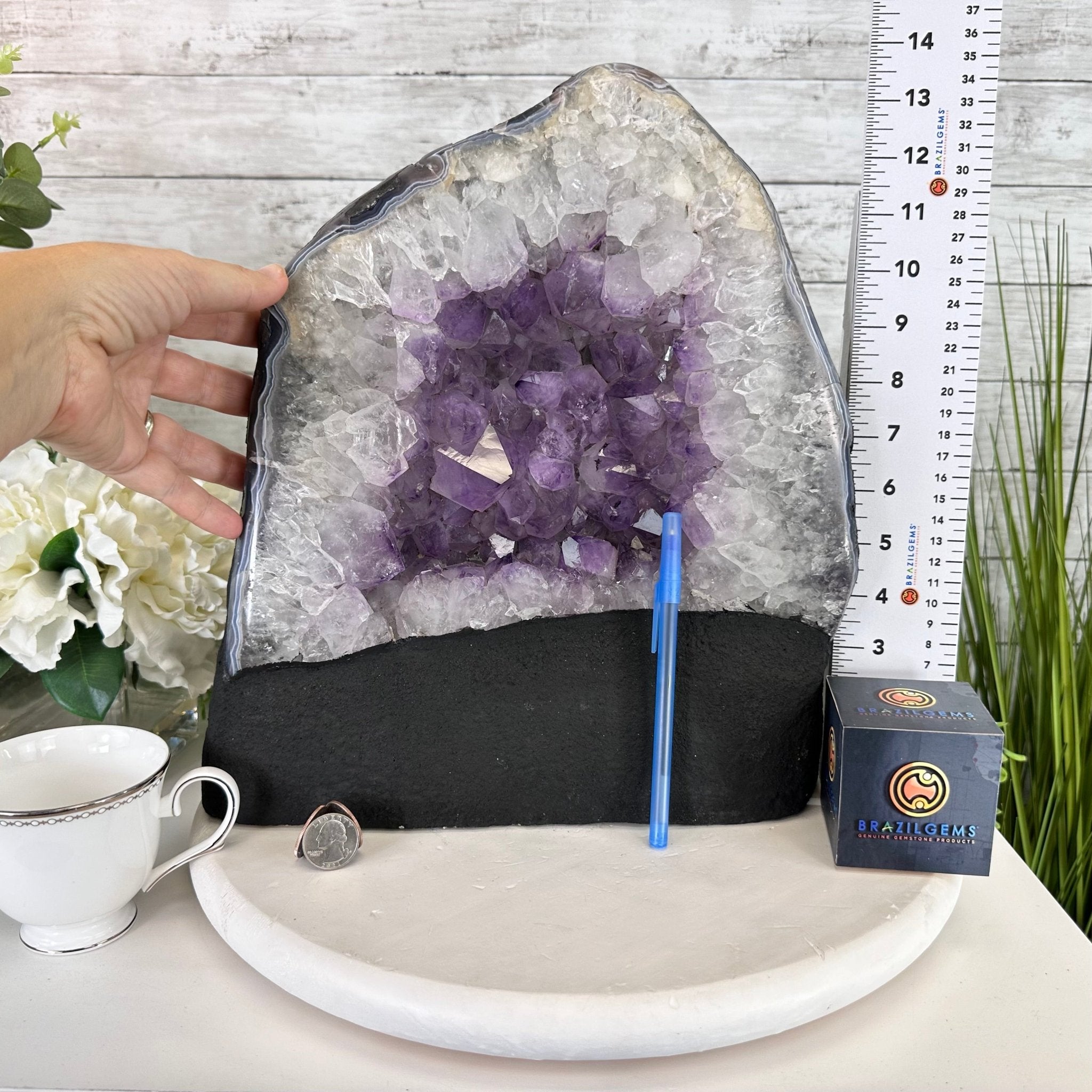 Standard Plus Quality Amethyst Crystal on Cement Base, 37.5 lbs and 13.7" Tall #5614-0095 - Brazil GemsBrazil GemsStandard Plus Quality Amethyst Crystal on Cement Base, 37.5 lbs and 13.7" Tall #5614-0095Clusters on Cement Bases5614-0095