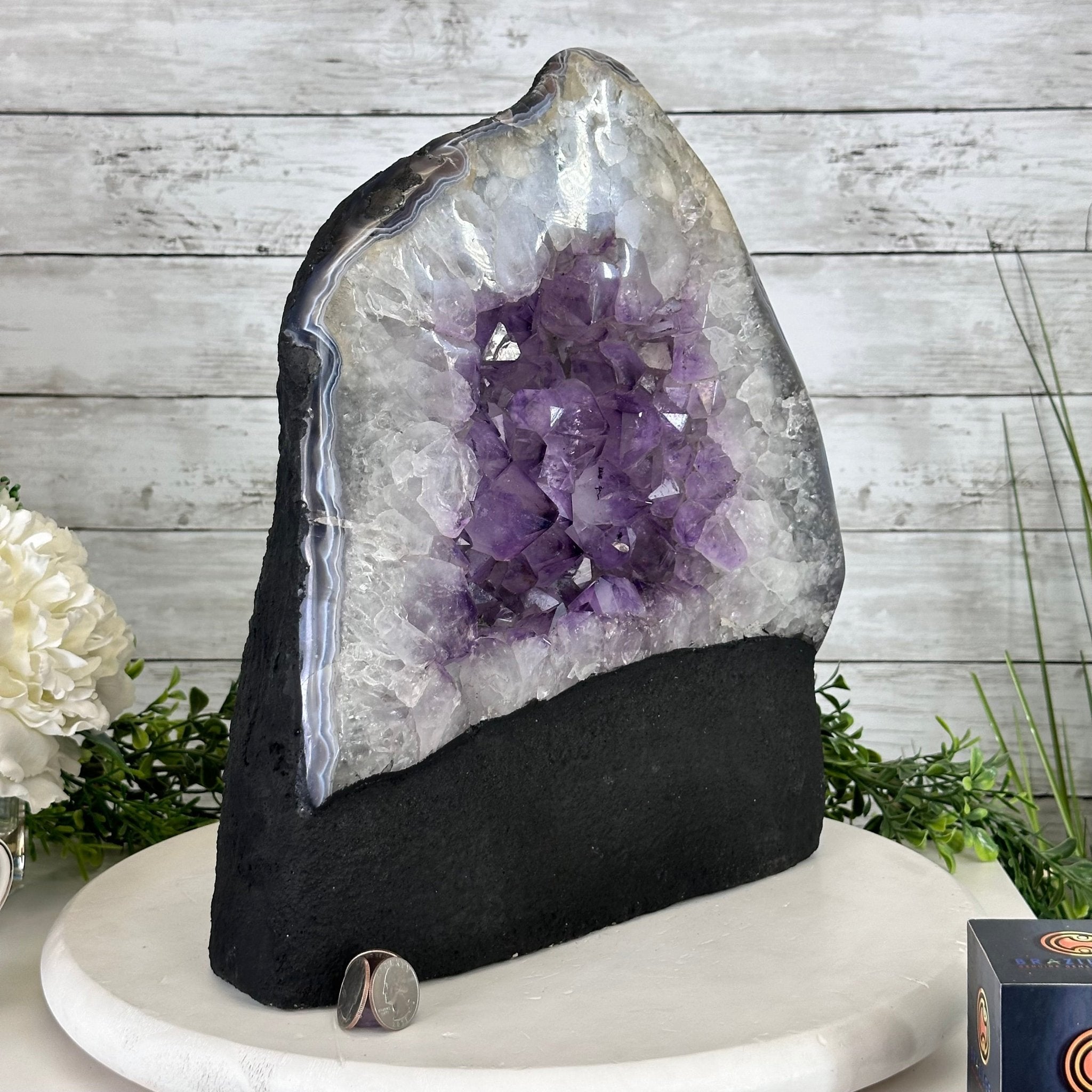 Standard Plus Quality Amethyst Crystal on Cement Base, 37.5 lbs and 13.7" Tall #5614-0095 - Brazil GemsBrazil GemsStandard Plus Quality Amethyst Crystal on Cement Base, 37.5 lbs and 13.7" Tall #5614-0095Clusters on Cement Bases5614-0095