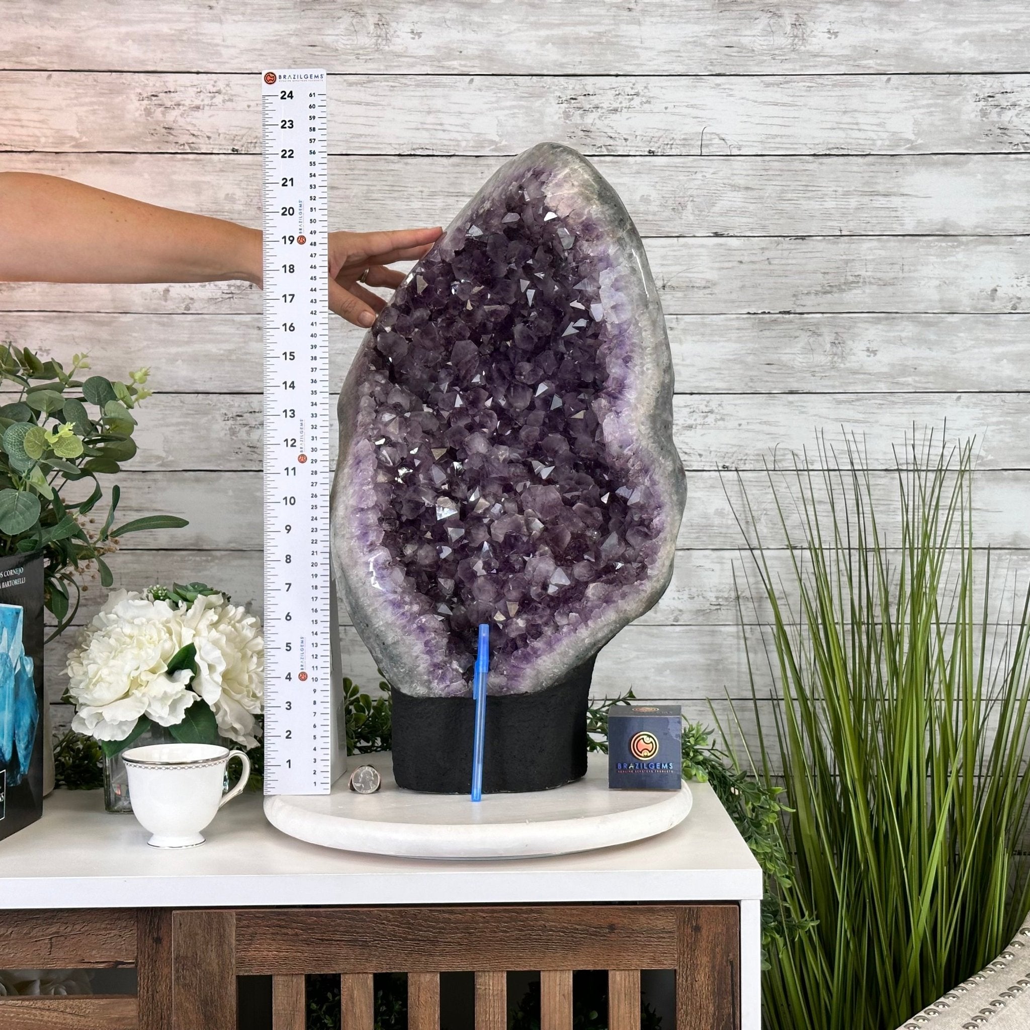 Standard Plus Quality Amethyst Crystal on Cement Base, 64.3 lbs and 22.1" Tall #5614-0096 - Brazil GemsBrazil GemsStandard Plus Quality Amethyst Crystal on Cement Base, 64.3 lbs and 22.1" Tall #5614-0096Clusters on Cement Bases5614-0096