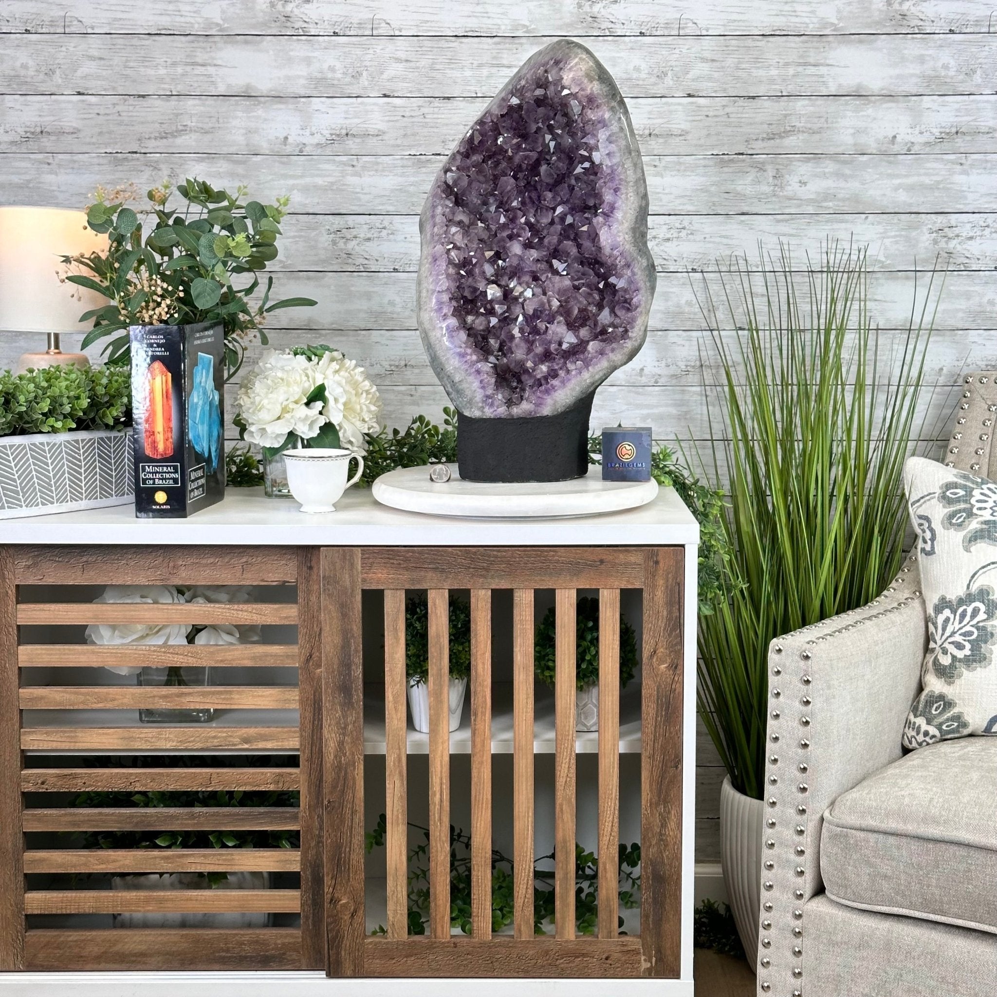 Standard Plus Quality Amethyst Crystal on Cement Base, 64.3 lbs and 22.1" Tall #5614-0096 - Brazil GemsBrazil GemsStandard Plus Quality Amethyst Crystal on Cement Base, 64.3 lbs and 22.1" Tall #5614-0096Clusters on Cement Bases5614-0096