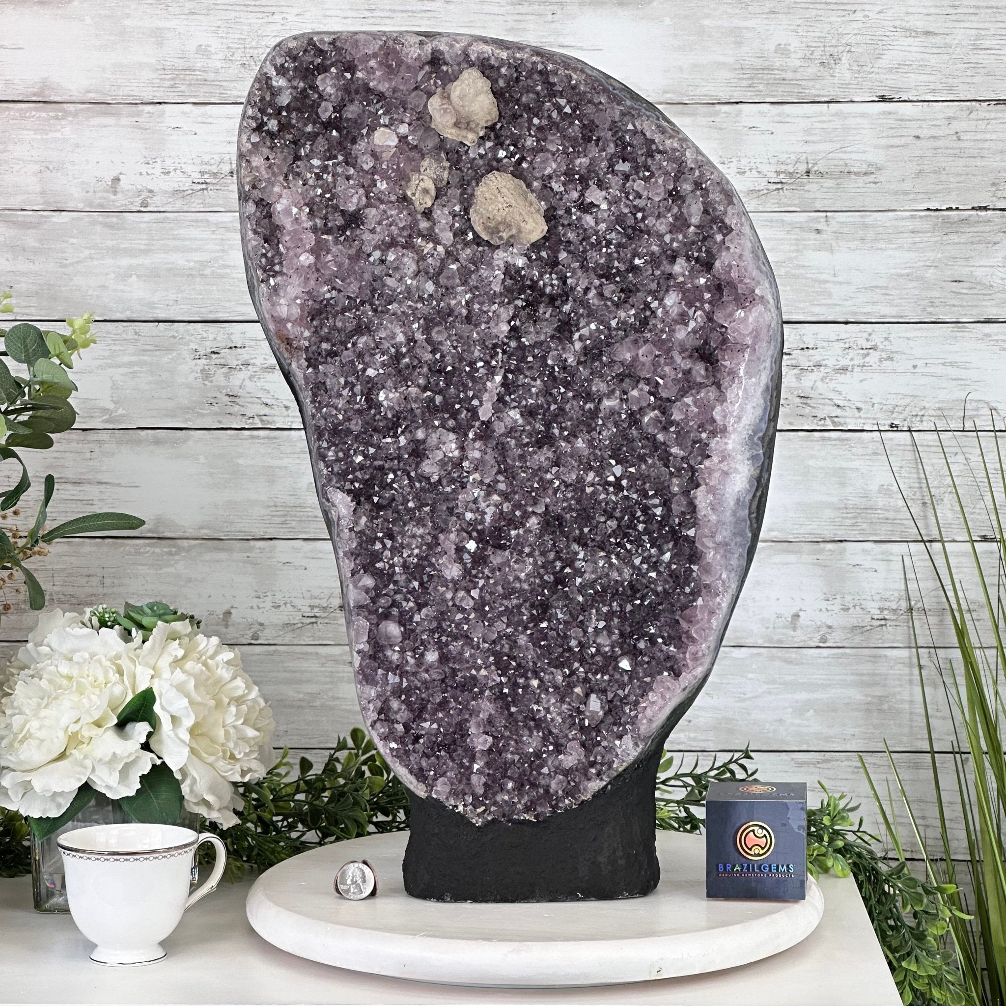 Standard Plus Quality Amethyst Crystal on Cement Base, 69.9 lbs and 22" Tall #5614-0097 - Brazil GemsBrazil GemsStandard Plus Quality Amethyst Crystal on Cement Base, 69.9 lbs and 22" Tall #5614-0097Clusters on Cement Bases5614-0097