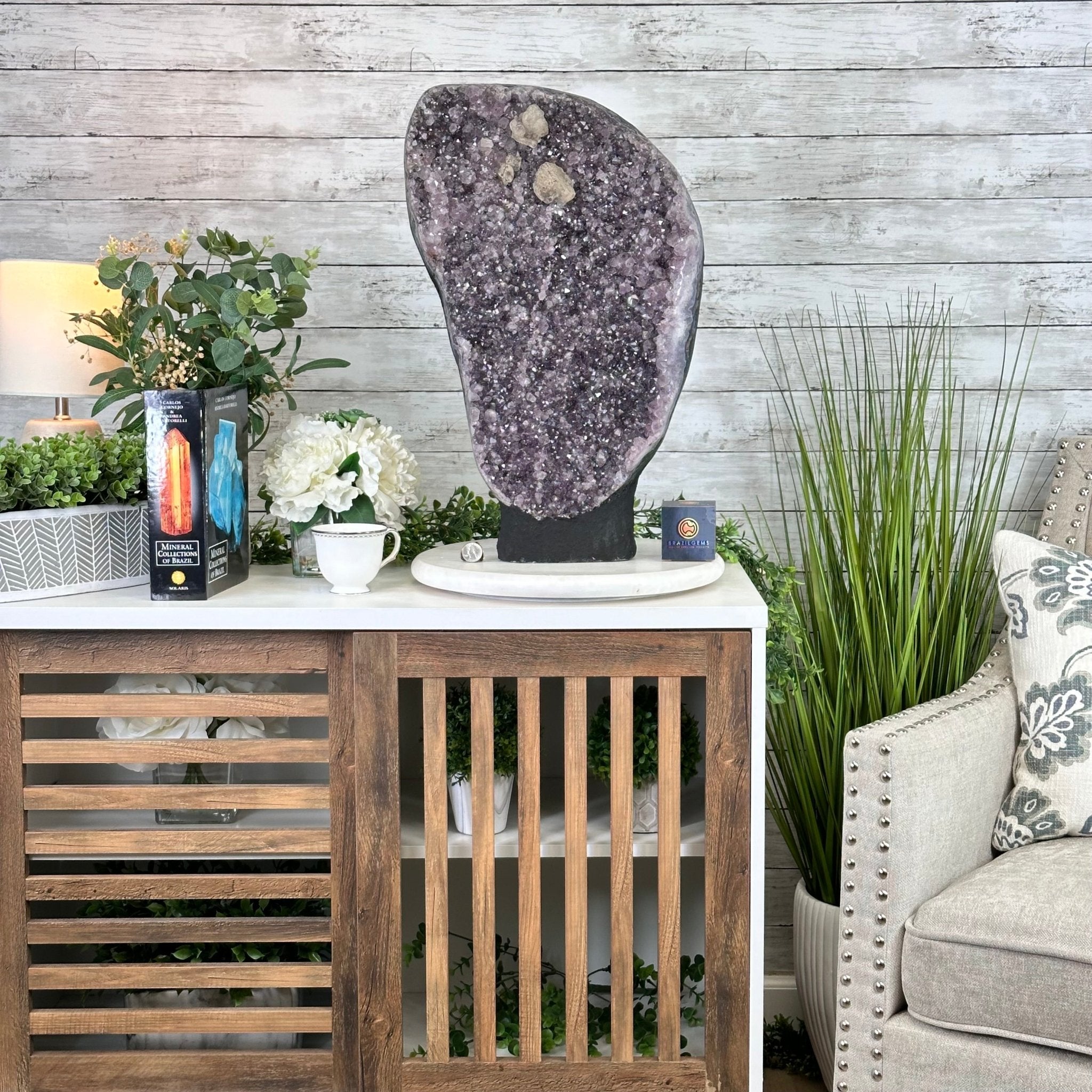 Standard Plus Quality Amethyst Crystal on Cement Base, 69.9 lbs and 22" Tall #5614-0097 - Brazil GemsBrazil GemsStandard Plus Quality Amethyst Crystal on Cement Base, 69.9 lbs and 22" Tall #5614-0097Clusters on Cement Bases5614-0097