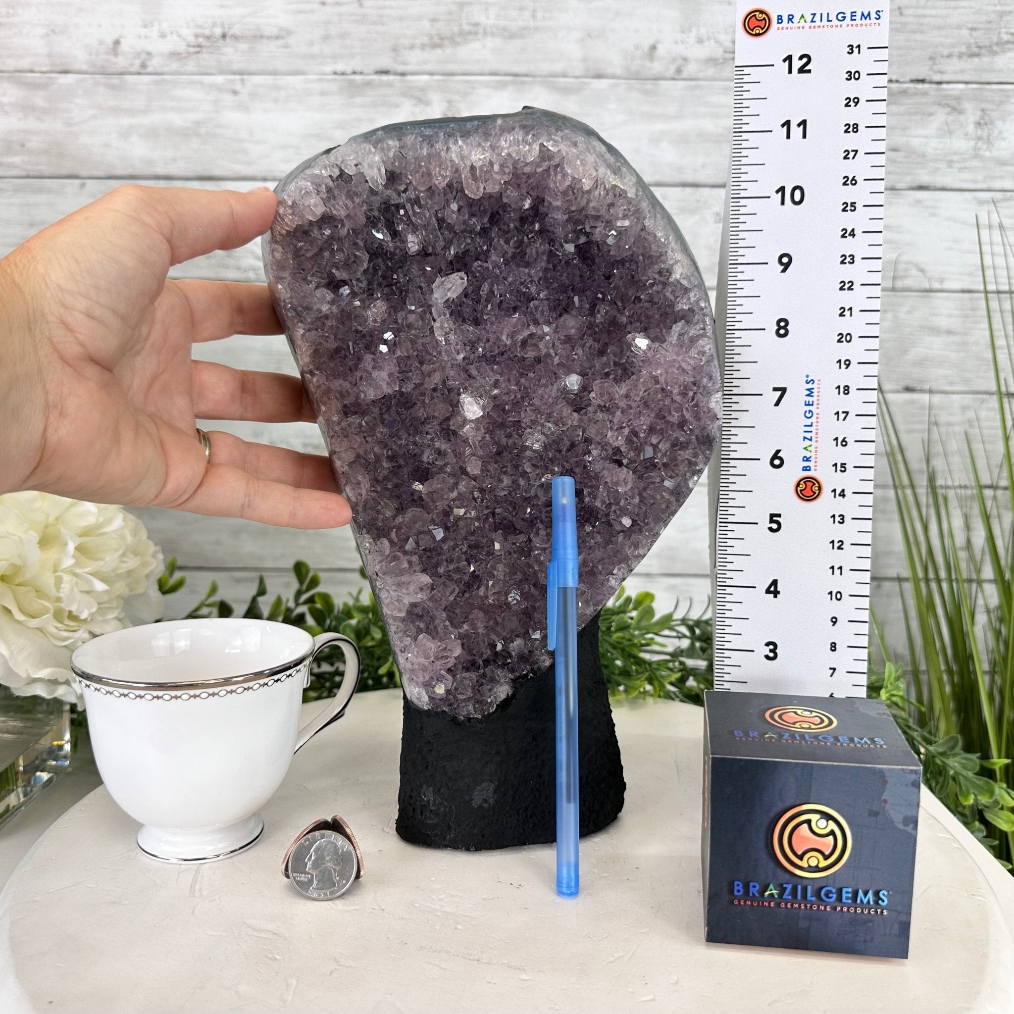 Standard Plus Quality Amethyst Crystal on Cement Base, 9.7 lbs and 11" Tall #5614-0086 - Brazil GemsBrazil GemsStandard Plus Quality Amethyst Crystal on Cement Base, 9.7 lbs and 11" Tall #5614-0086Clusters on Cement Bases5614-0086