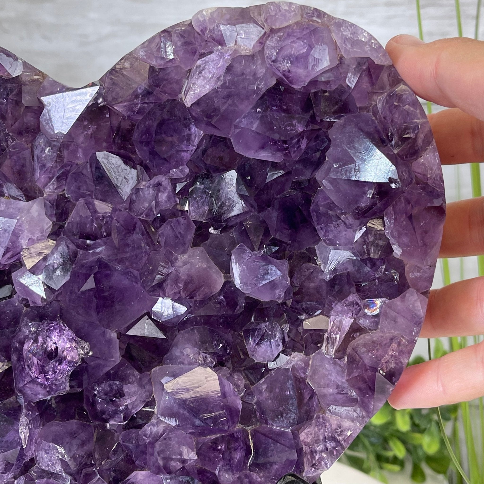 Standard Plus Quality Amethyst Heart Geode, metal stand, 11.7 lbs & 11" Tall Model #5463-0232 by Brazil Gems - Brazil GemsBrazil GemsStandard Plus Quality Amethyst Heart Geode, metal stand, 11.7 lbs & 11" Tall Model #5463-0232 by Brazil GemsHearts5463-0232