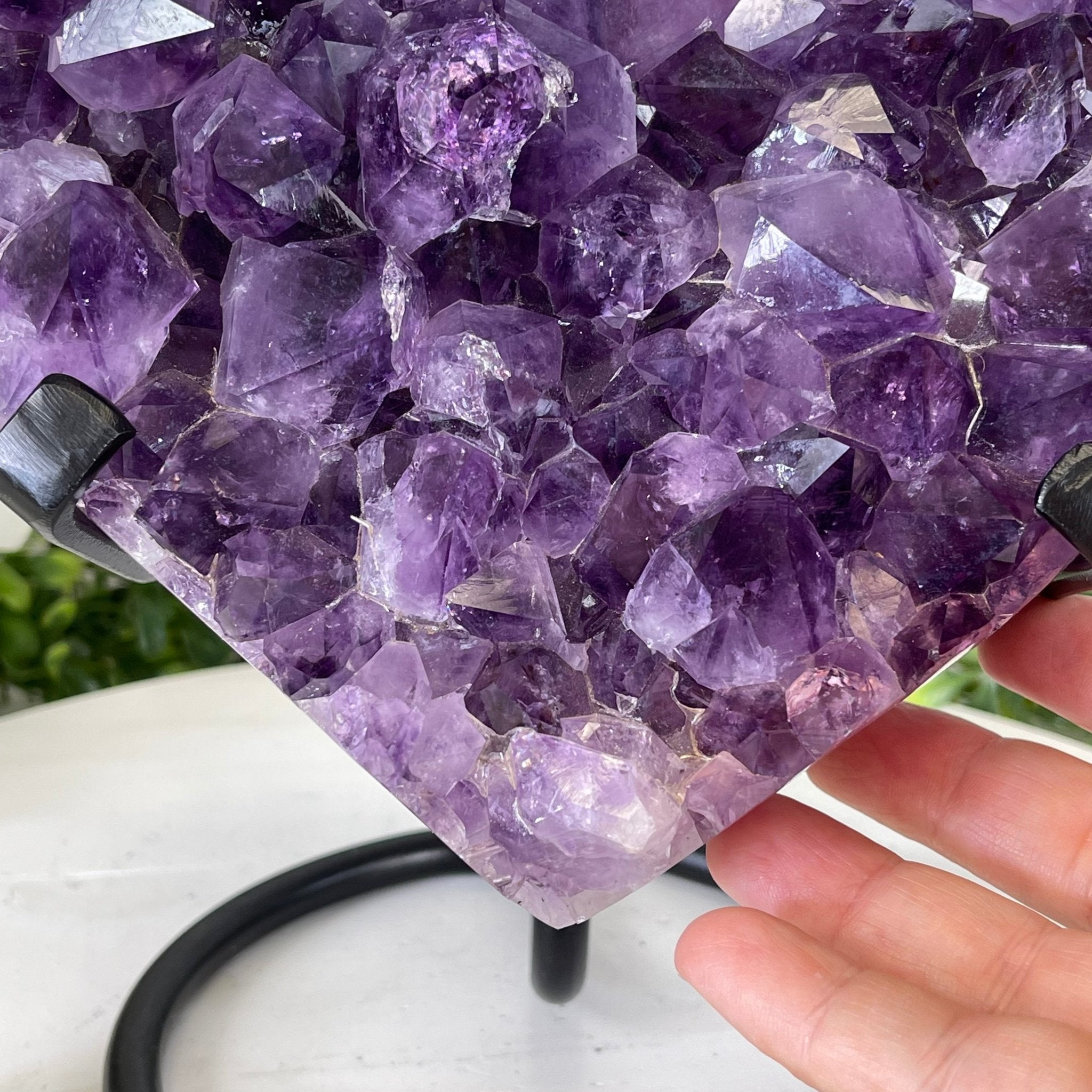Standard Plus Quality Amethyst Heart Geode, metal stand, 11.7 lbs & 11" Tall Model #5463-0232 by Brazil Gems - Brazil GemsBrazil GemsStandard Plus Quality Amethyst Heart Geode, metal stand, 11.7 lbs & 11" Tall Model #5463-0232 by Brazil GemsHearts5463-0232