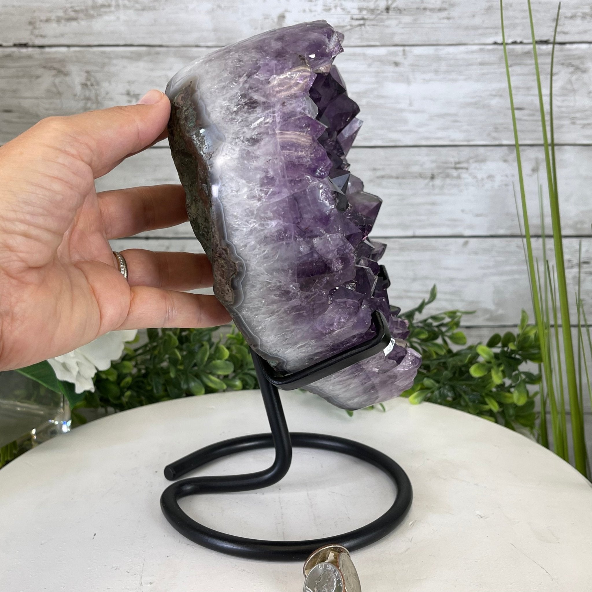 Standard Plus Quality Amethyst Heart Geode, metal stand, 11.7 lbs & 11" Tall Model #5463-0232 by Brazil Gems - Brazil GemsBrazil GemsStandard Plus Quality Amethyst Heart Geode, metal stand, 11.7 lbs & 11" Tall Model #5463-0232 by Brazil GemsHearts5463-0232