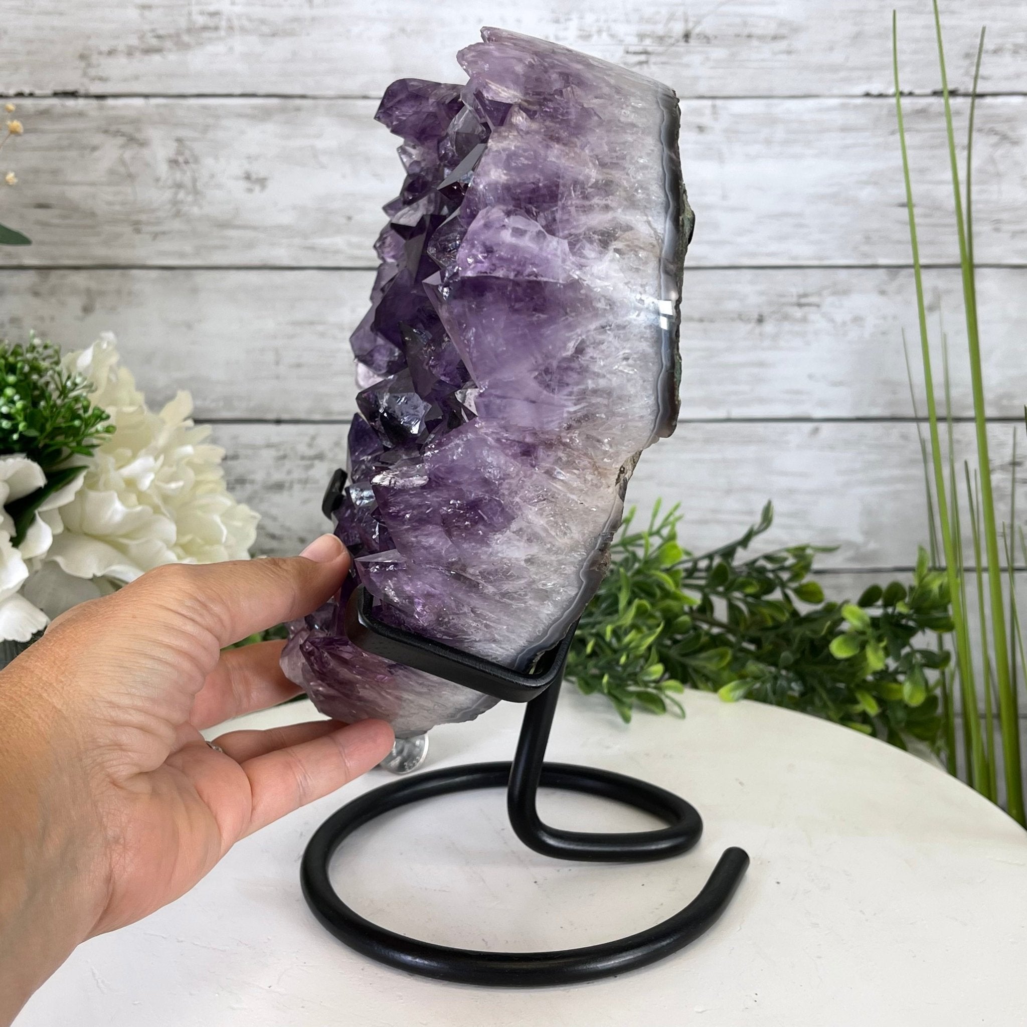 Standard Plus Quality Amethyst Heart Geode, metal stand, 11.7 lbs & 11" Tall Model #5463-0232 by Brazil Gems - Brazil GemsBrazil GemsStandard Plus Quality Amethyst Heart Geode, metal stand, 11.7 lbs & 11" Tall Model #5463-0232 by Brazil GemsHearts5463-0232