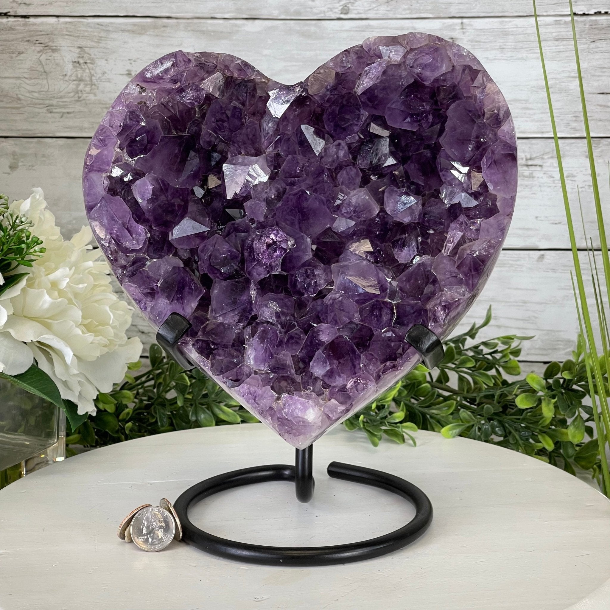 Standard Plus Quality Amethyst Heart Geode, metal stand, 11.7 lbs & 11" Tall Model #5463-0232 by Brazil Gems - Brazil GemsBrazil GemsStandard Plus Quality Amethyst Heart Geode, metal stand, 11.7 lbs & 11" Tall Model #5463-0232 by Brazil GemsHearts5463-0232