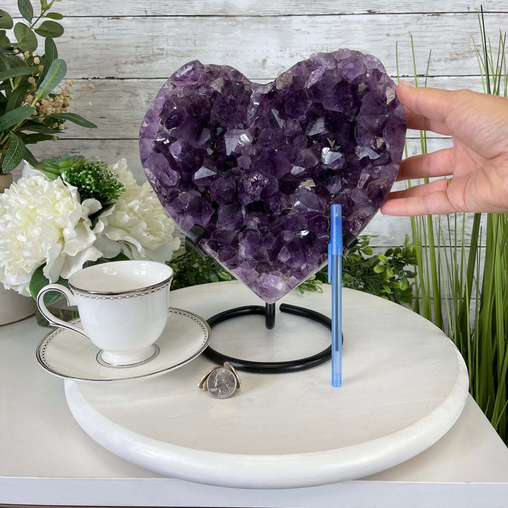 Standard Plus Quality Amethyst Heart Geode, metal stand, 11.7 lbs & 11" Tall Model #5463-0232 by Brazil Gems - Brazil GemsBrazil GemsStandard Plus Quality Amethyst Heart Geode, metal stand, 11.7 lbs & 11" Tall Model #5463-0232 by Brazil GemsHearts5463-0232