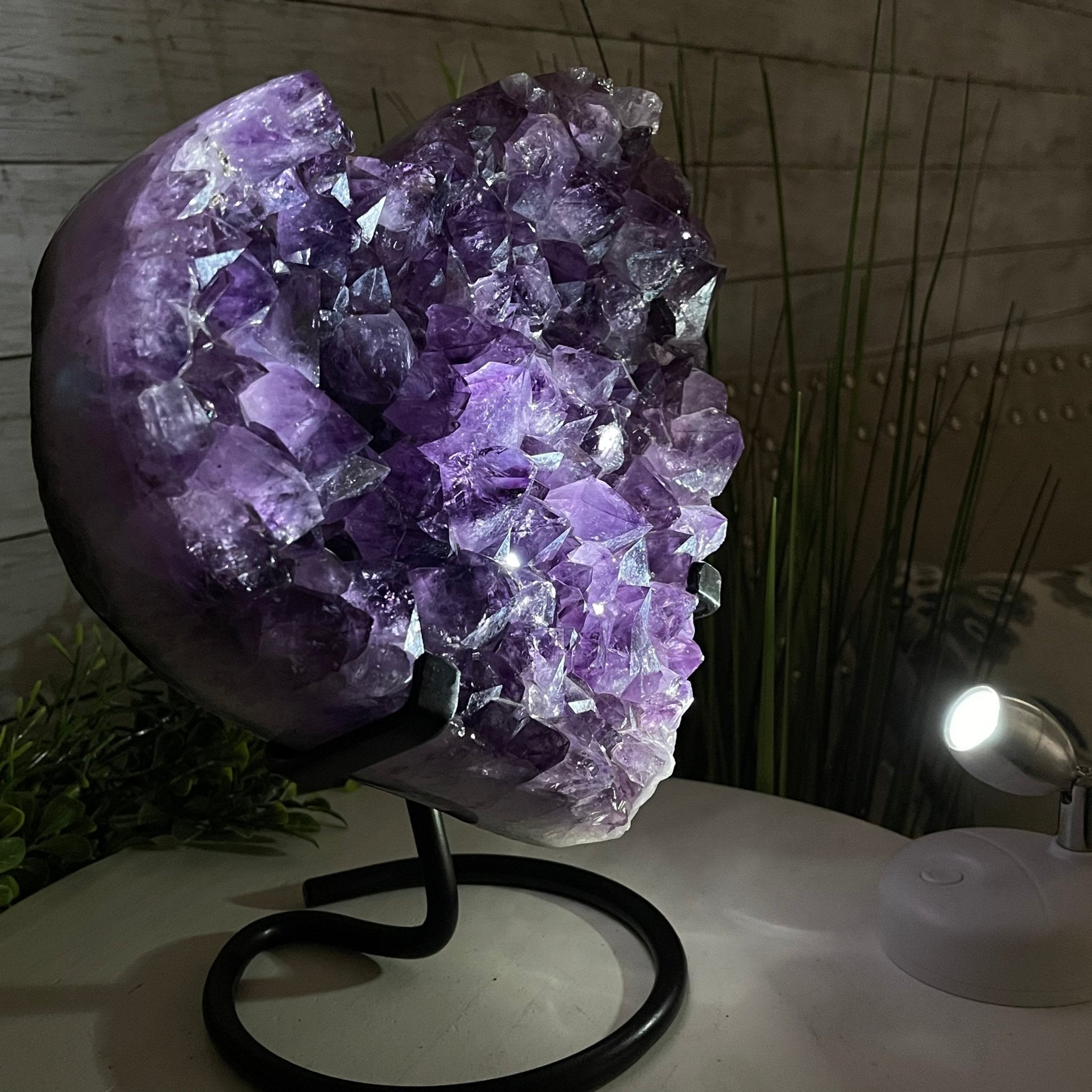 Standard Plus Quality Amethyst Heart Geode, metal stand, 11.7 lbs & 11" Tall Model #5463-0232 by Brazil Gems - Brazil GemsBrazil GemsStandard Plus Quality Amethyst Heart Geode, metal stand, 11.7 lbs & 11" Tall Model #5463-0232 by Brazil GemsHearts5463-0232