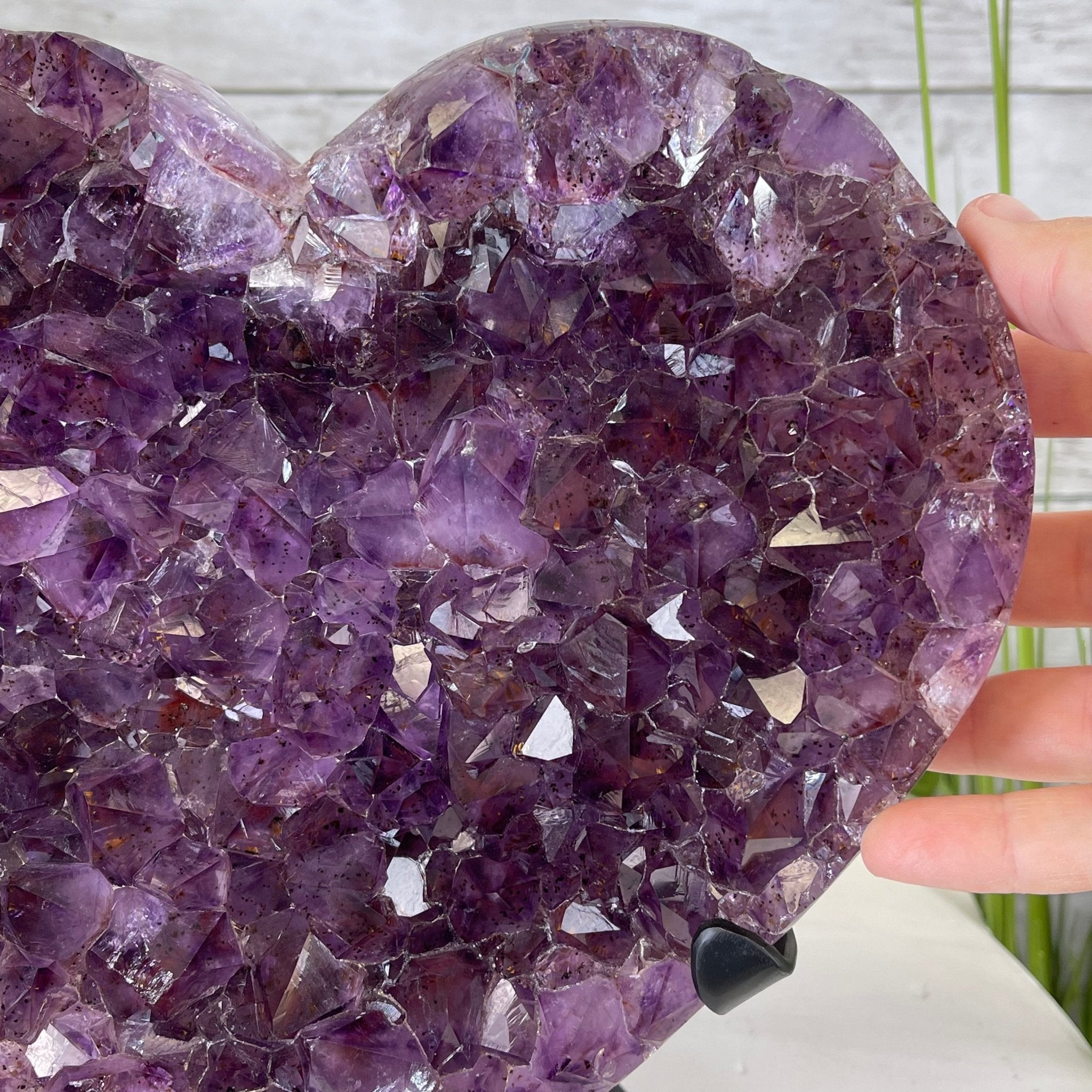 Standard Plus Quality Amethyst Heart Geode, metal stand, 11.9 lbs & 10" Tall Model #5463-0233 by Brazil Gems - Brazil GemsBrazil GemsStandard Plus Quality Amethyst Heart Geode, metal stand, 11.9 lbs & 10" Tall Model #5463-0233 by Brazil GemsHearts5463-0233