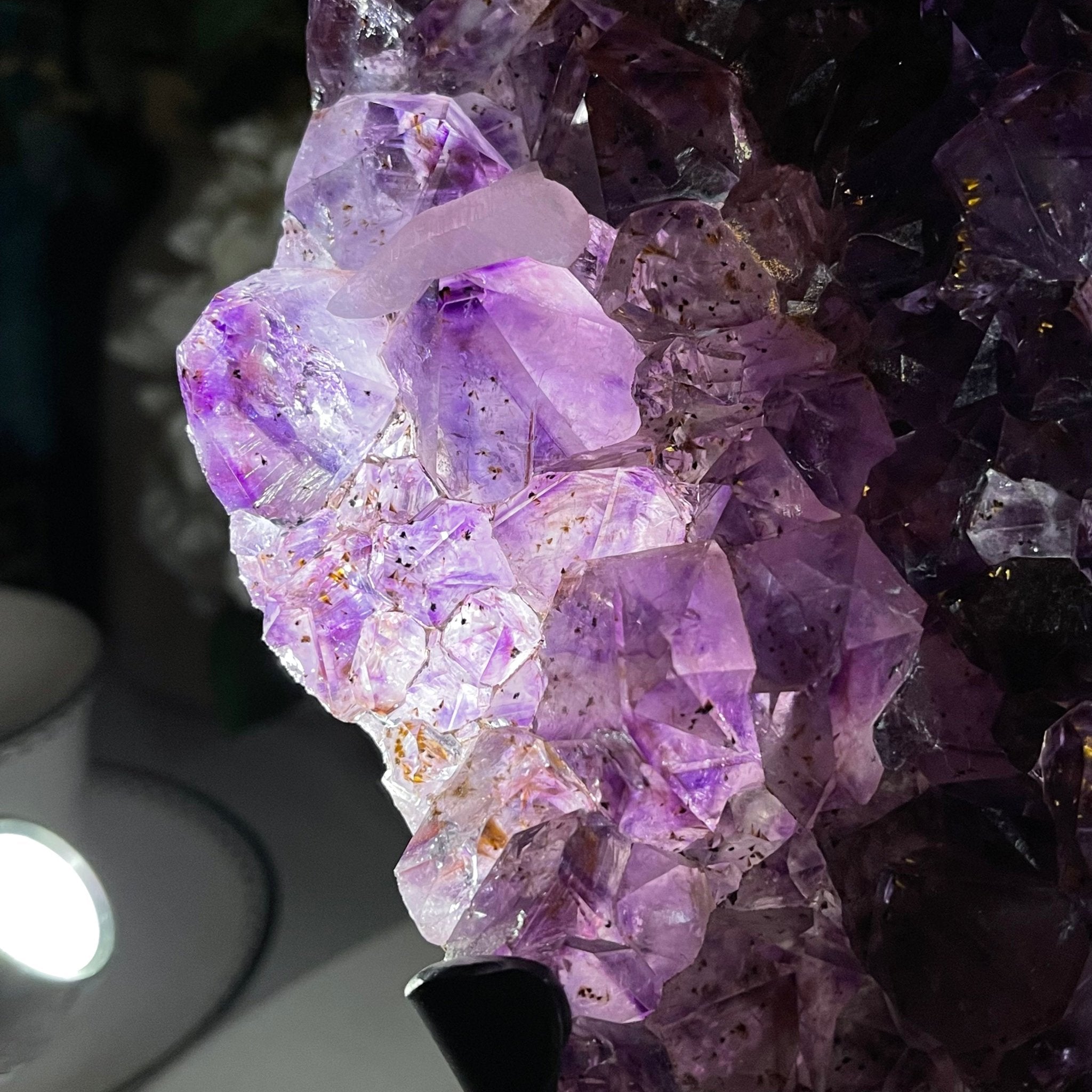 Standard Plus Quality Amethyst Heart Geode, metal stand, 11.9 lbs & 10" Tall Model #5463-0233 by Brazil Gems - Brazil GemsBrazil GemsStandard Plus Quality Amethyst Heart Geode, metal stand, 11.9 lbs & 10" Tall Model #5463-0233 by Brazil GemsHearts5463-0233